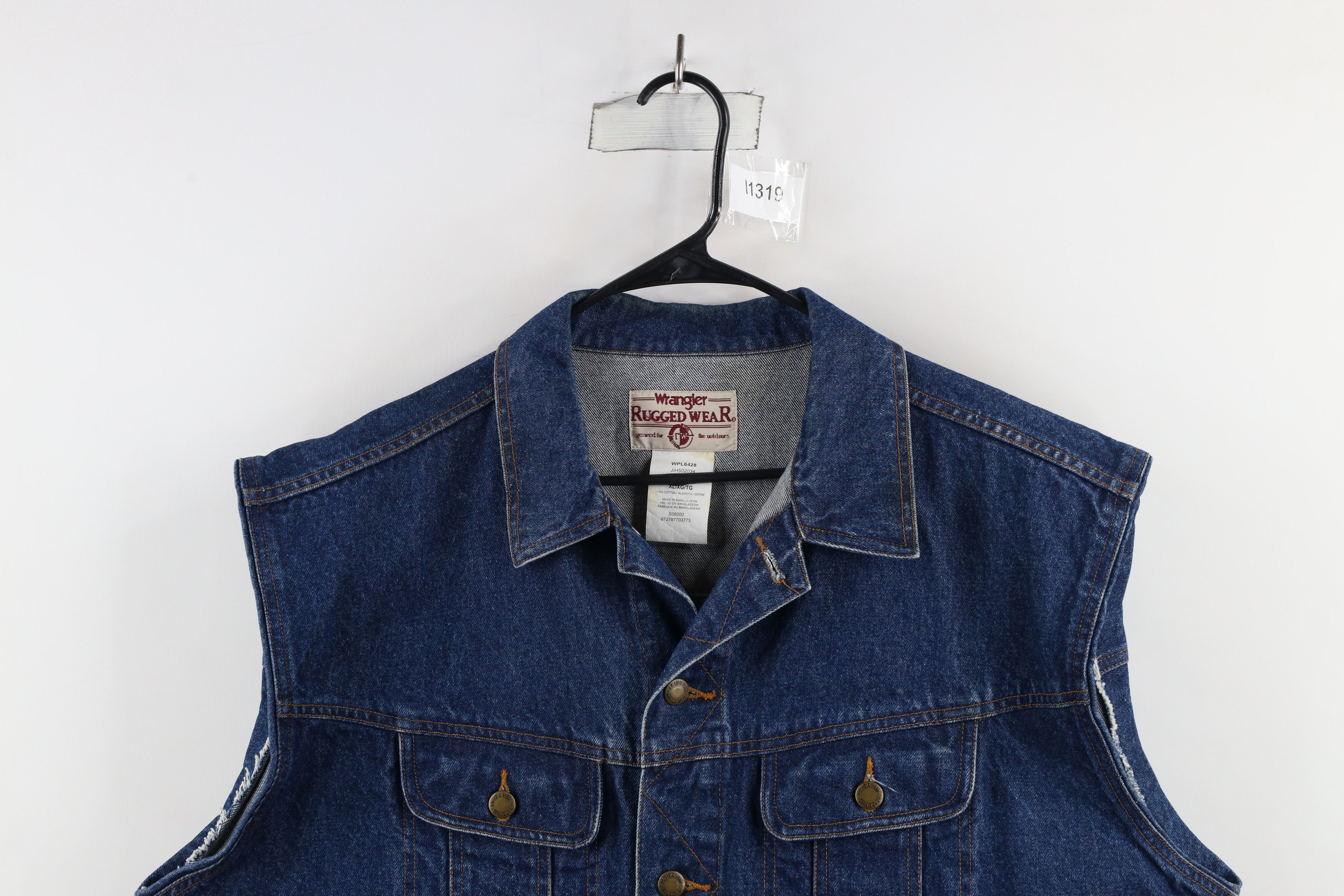 Vintage × Wrangler Vintage 90s Wrangler Denim Jean Trucker Vest Jacket Blue Size US XL / EU 56 / 4 - 2 Thumbnail