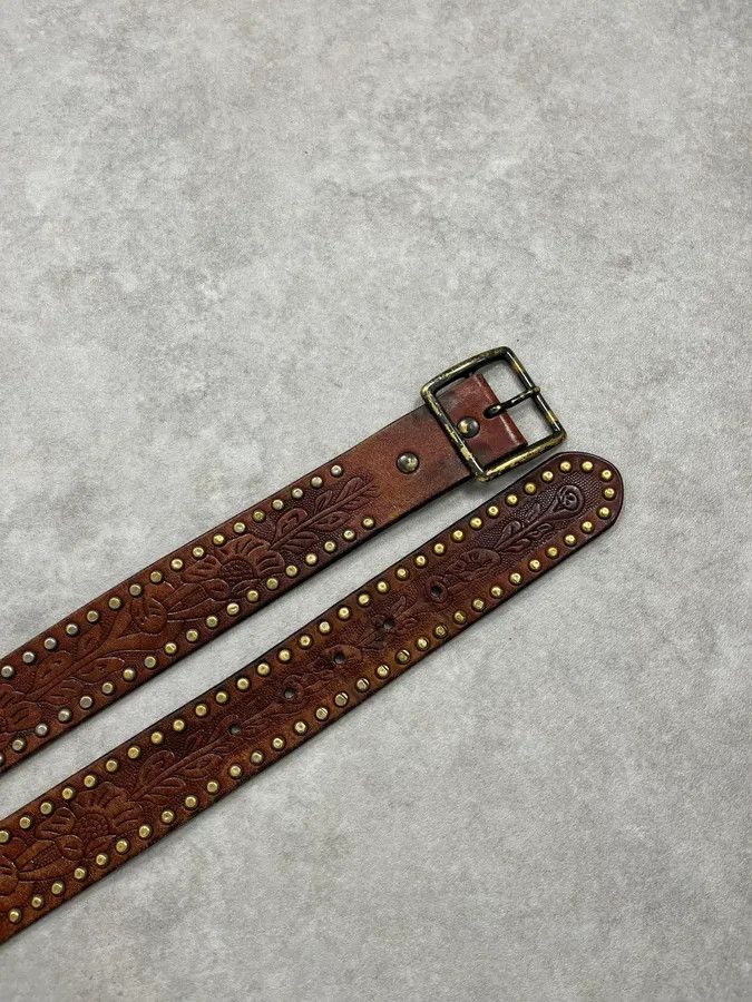 Polo Ralph Lauren 2000s Ralph Lauren Brown Leather Studded Belt Size ONE SIZE - 4 Thumbnail