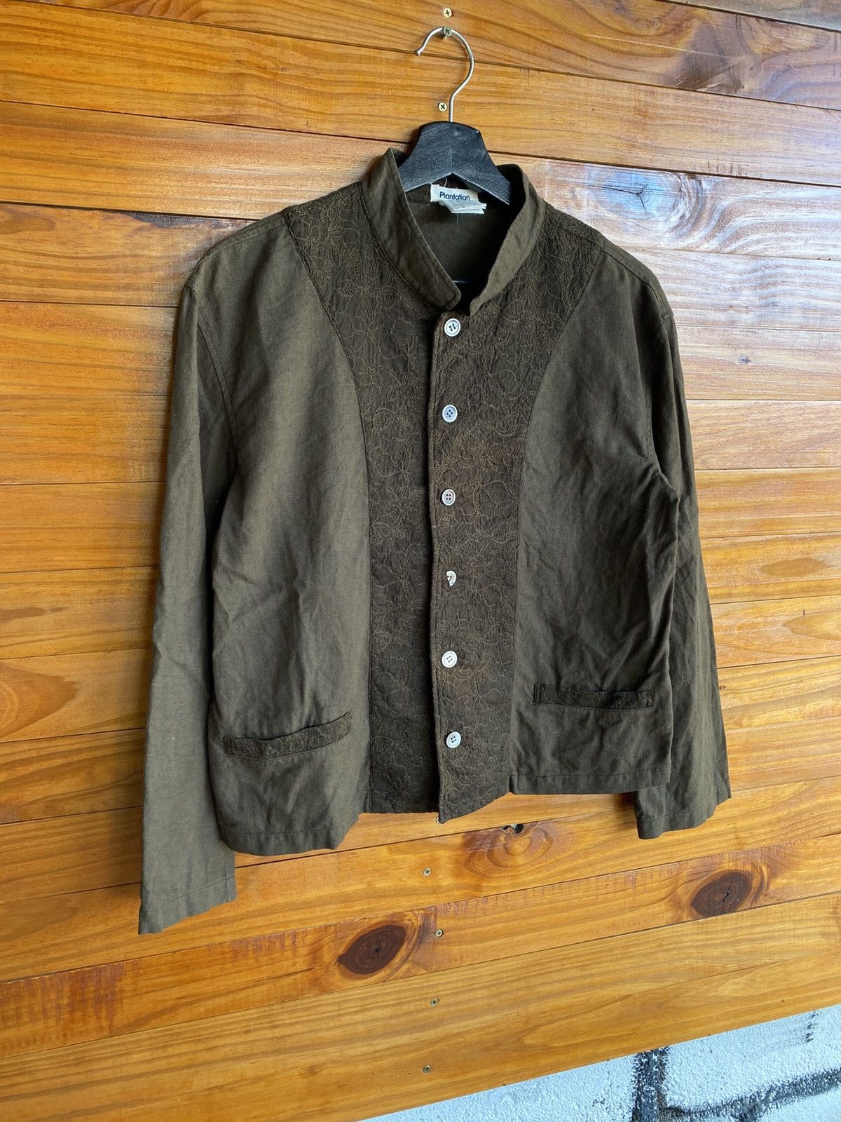 Issey Miyake Plantation Vintage Brown Embroidered Mandarin Collar Jacket Size M / US 6-8 / IT 42-44 - 4 Thumbnail