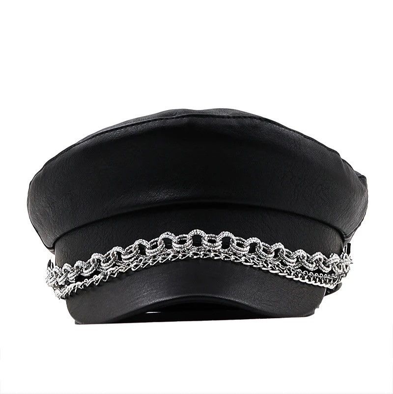 Other Winter Beret Hat Leather Flat Top Cap Size ONE SIZE - 1 Thumbnail