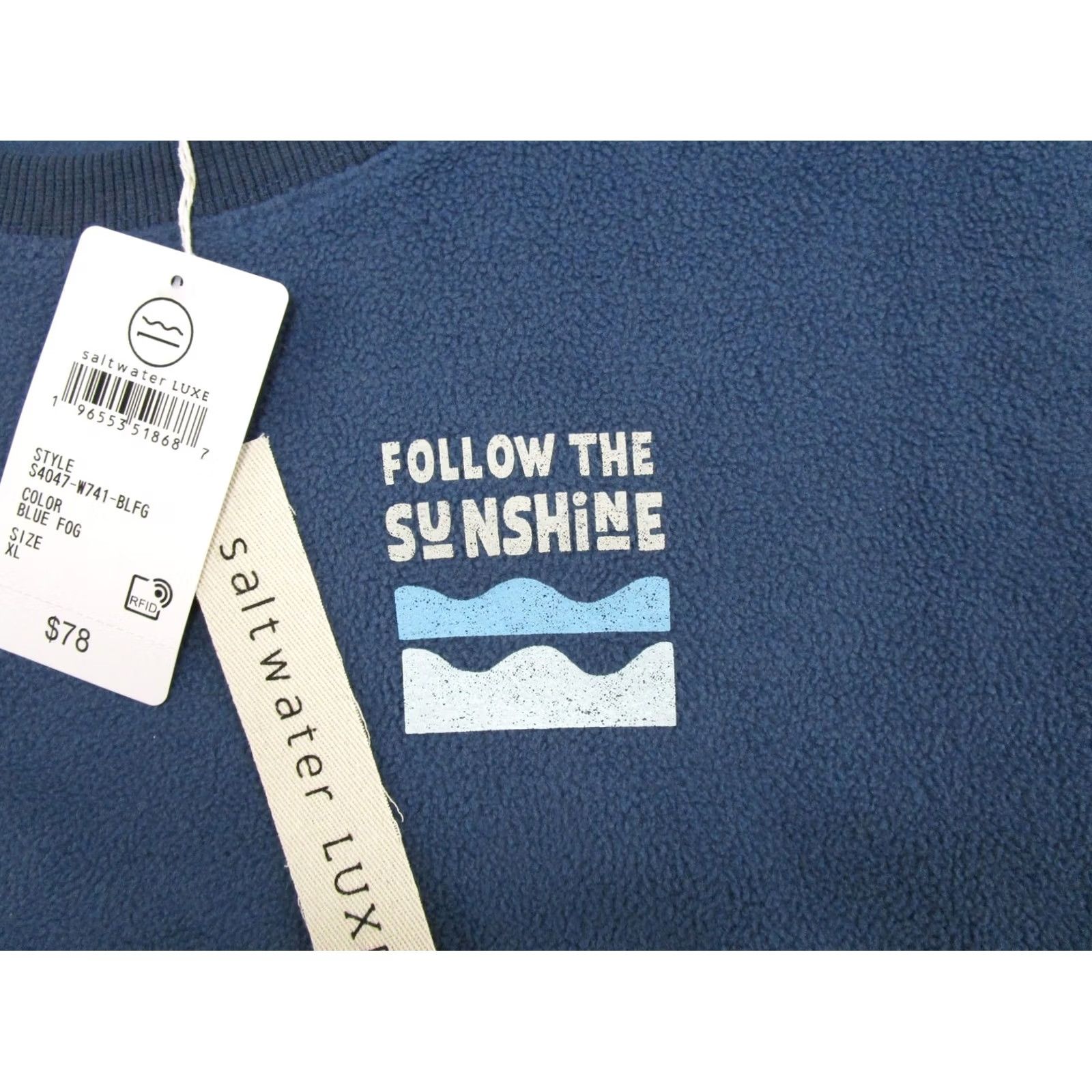 Vintage Saltwater Luxe Sweatshirt Blue Follow The Sunshine Graphic Pullover XL Womens Crew Neck Casual Beach 2000s Style Logo Size XL / US 12-14 / IT 48-50 - 2 Thumbnail
