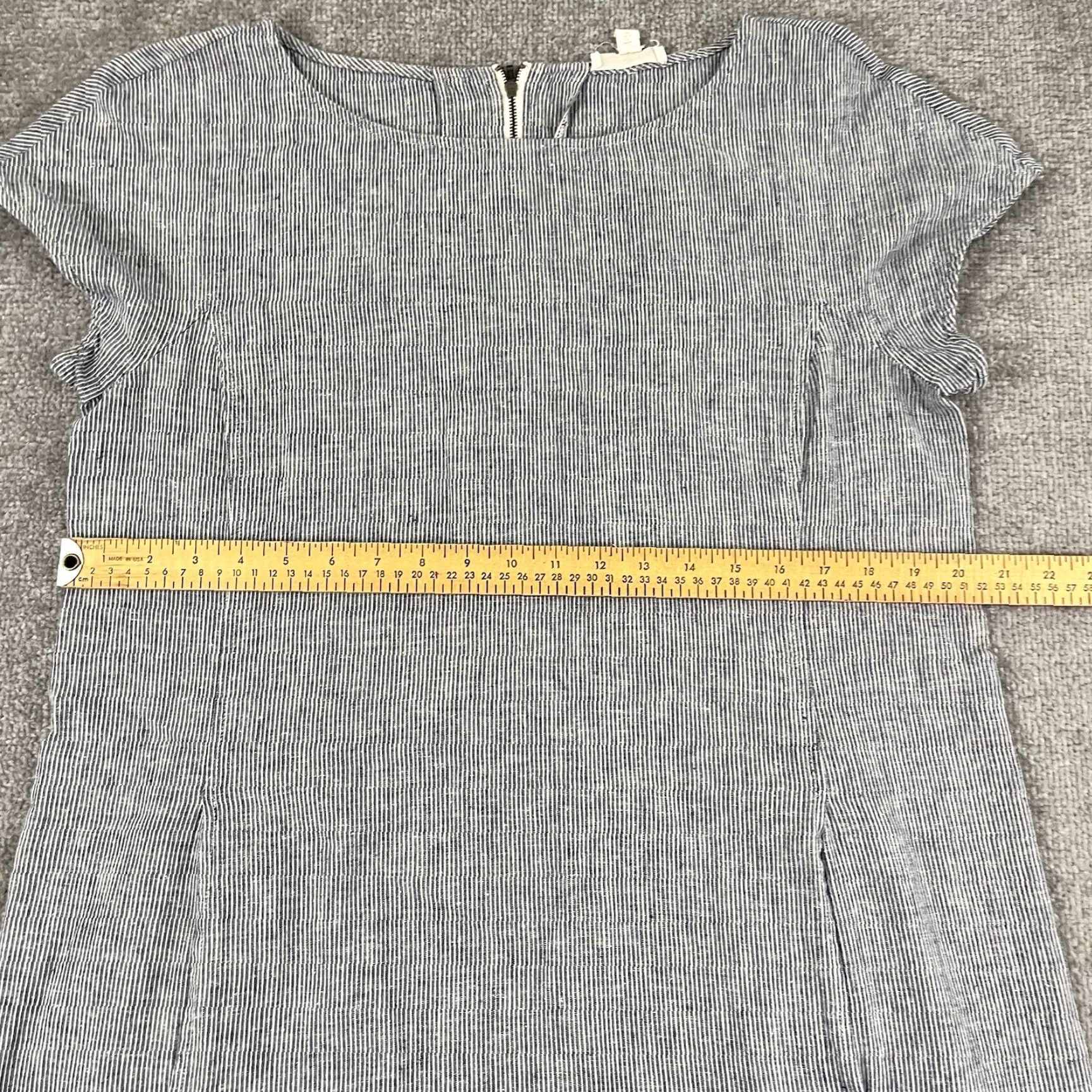 Eileen Fisher EILEEN FISHER Dress Women Medium Blue White Striped Micro Tunic Top Pockets Hemp Size M / US 6-8 / IT 42-44 - 3 Thumbnail