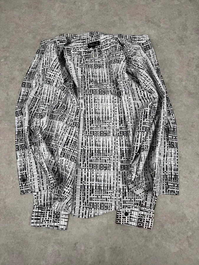 agnes b. Agnès B Trompe L’oeil Script Abstract Black & White Shirt Size US M / EU 48-50 / 2 - 7 Thumbnail