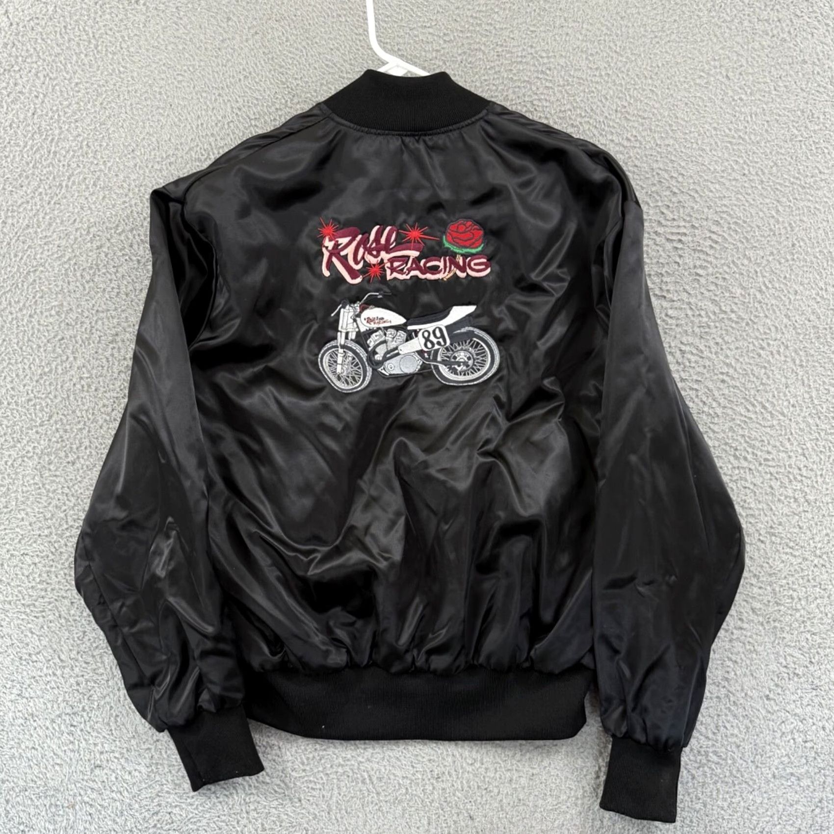 Holloway VINTAGE Holloway Jacket Motorcycle XL Black 80s Racing USA Mens Satin Bomber Size US XL / EU 56 / 4 - 2 Thumbnail