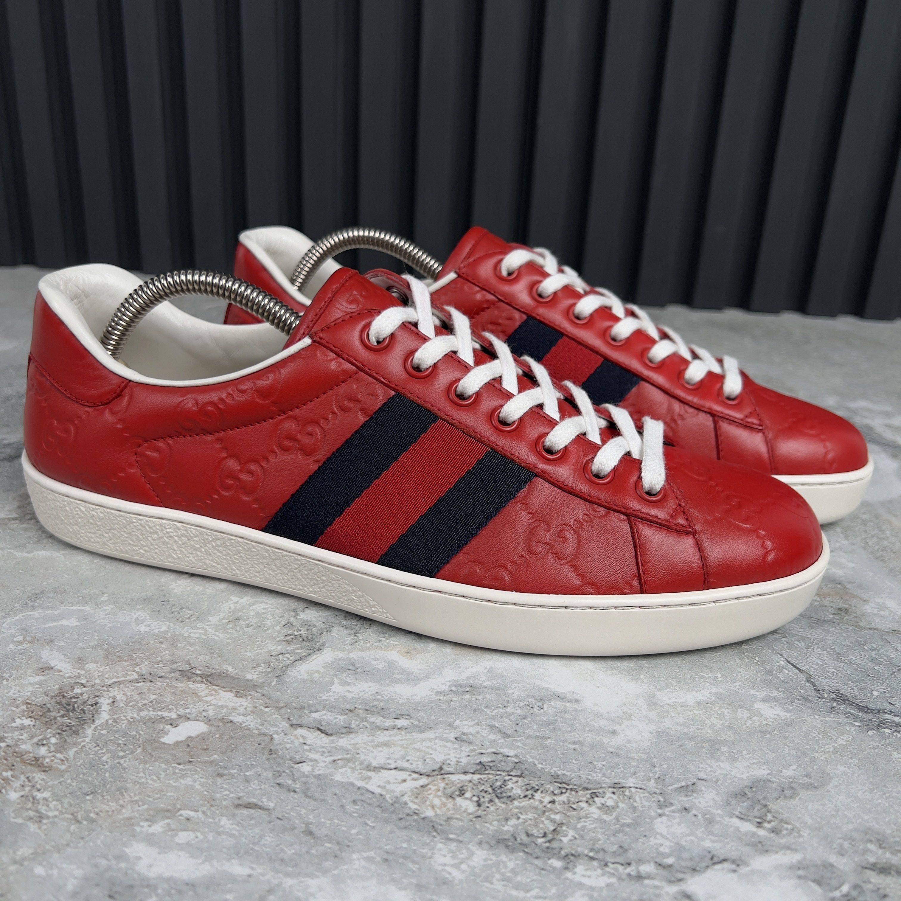 Gucci Gucci Ace Web GG Monogram Low Top Sneakers Leather Size US 8 / EU 41 - 4 Thumbnail