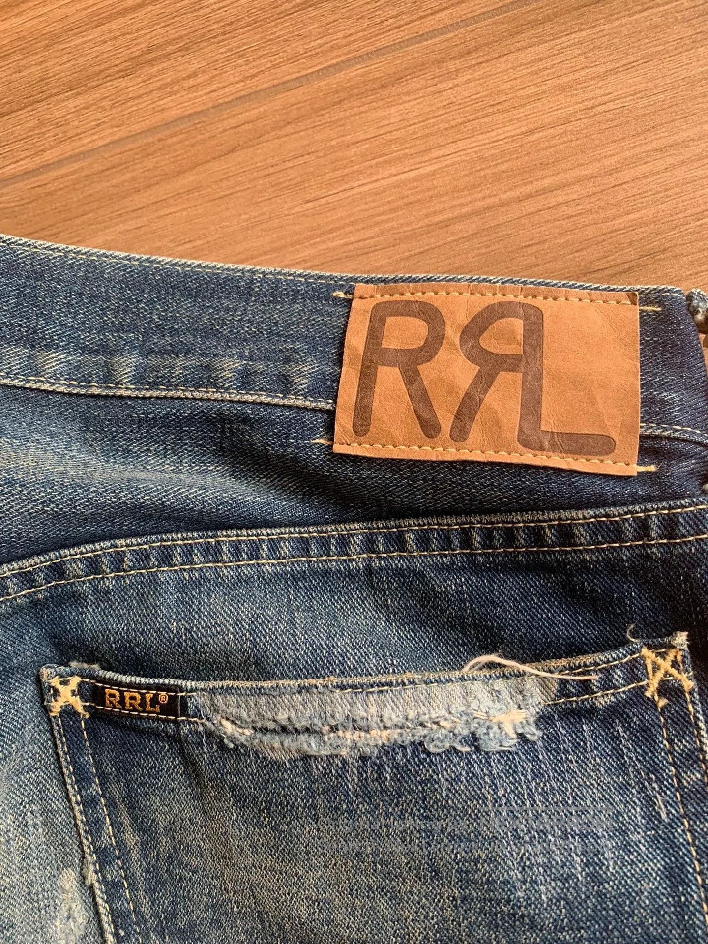 RRL Ralph Lauren Blue Distressed Denim Jeans Size 34. Size US 34 / EU 50 - 3 Thumbnail