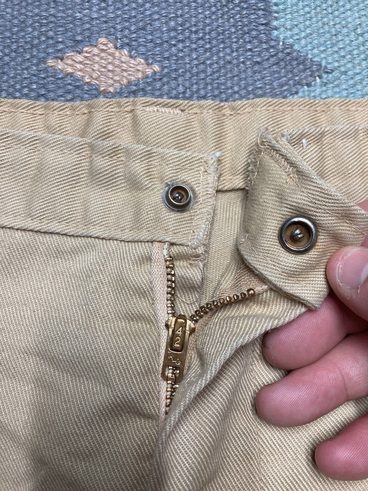 Vintage 1970s bell bottom pants elephant flare hippie khaki 27x33 Size 27" / US 4 / IT 40 - 4 Thumbnail