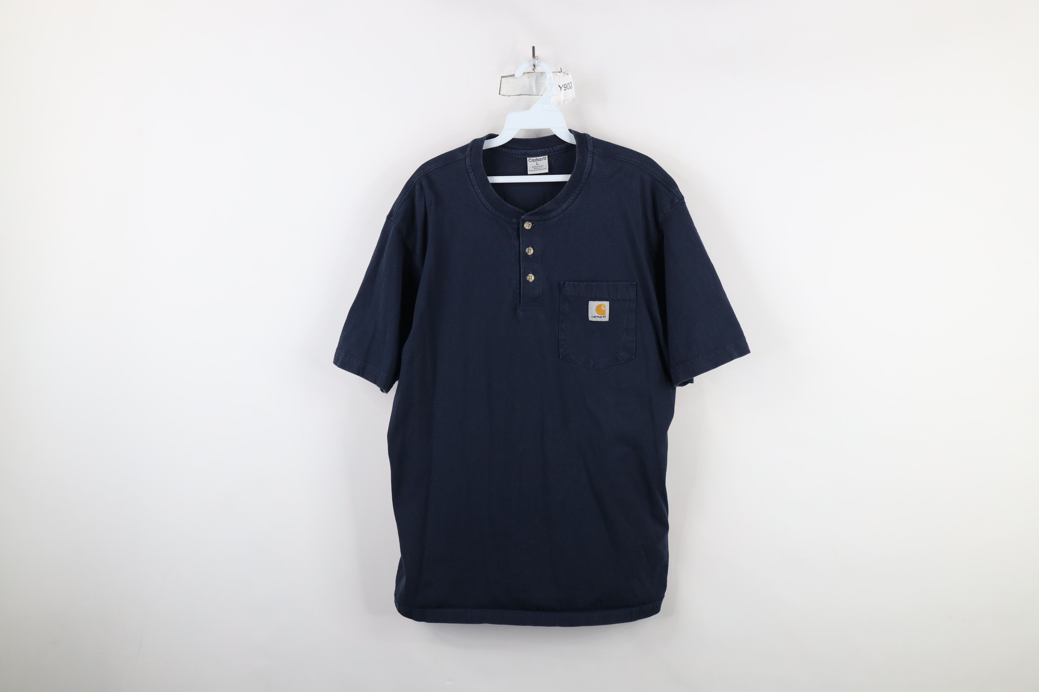 Carhartt × Vintage Vintage Carhartt Spell Box Logo Pocket Henley T-Shirt Blue Size US L / EU 52-54 / 3 - 1 Thumbnail