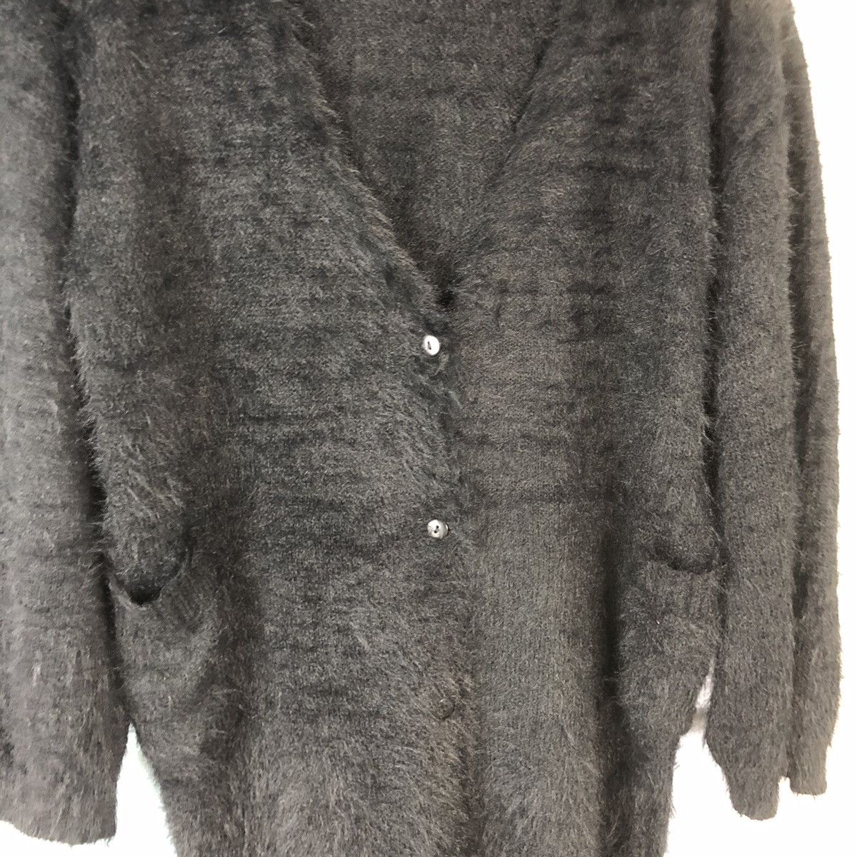 Homespun Knitwear × Japanese Brand Fun Black Shag Shaggy Fur Mohair Cardigan #915 Size XL / US 12-14 / IT 48-50 - 5 Thumbnail