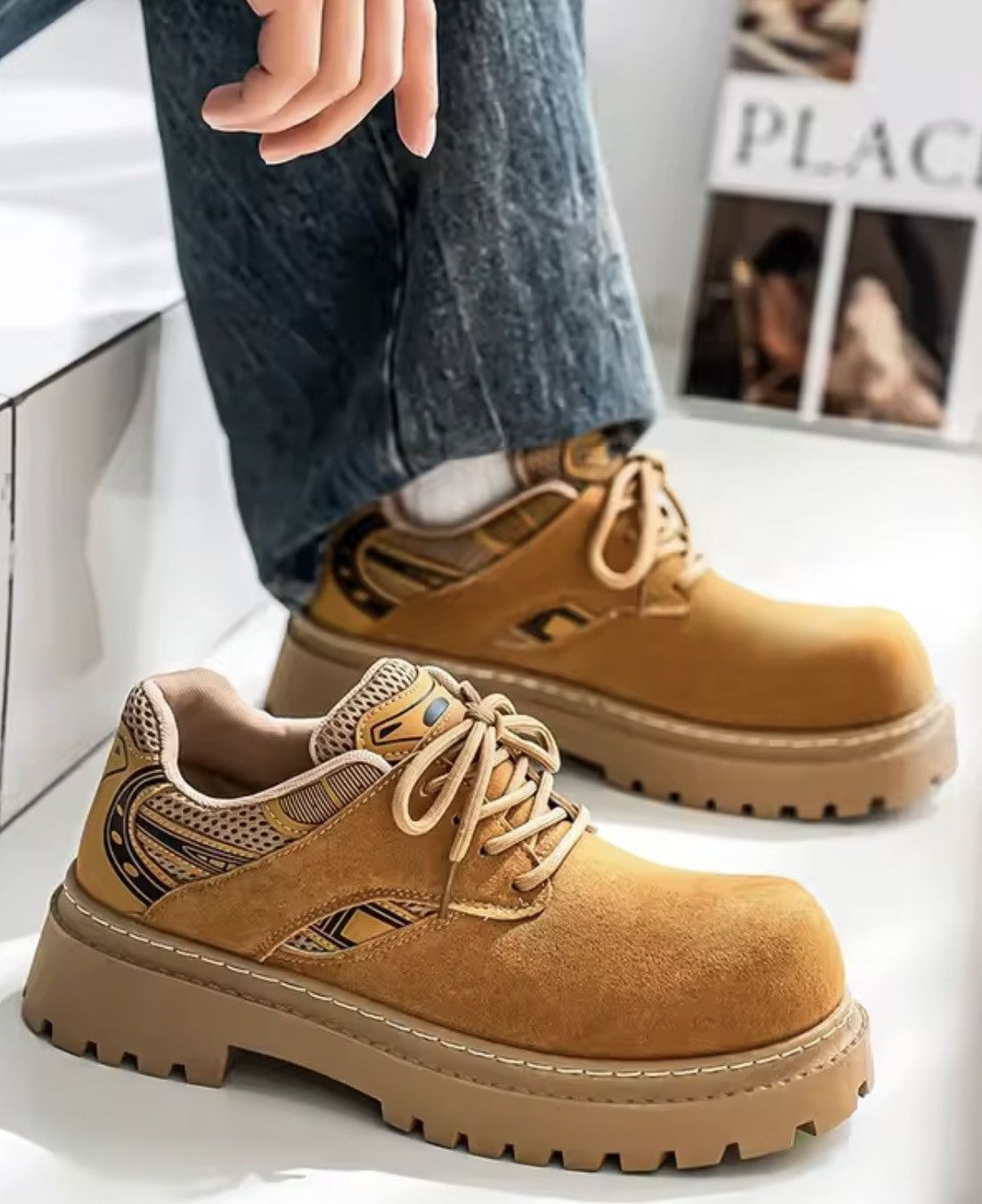 Japanese Brand Chunky Lug-Sole Low-Top Sneakers - PU Leather Size US 6.5 / EU 39-40 - 6 Thumbnail