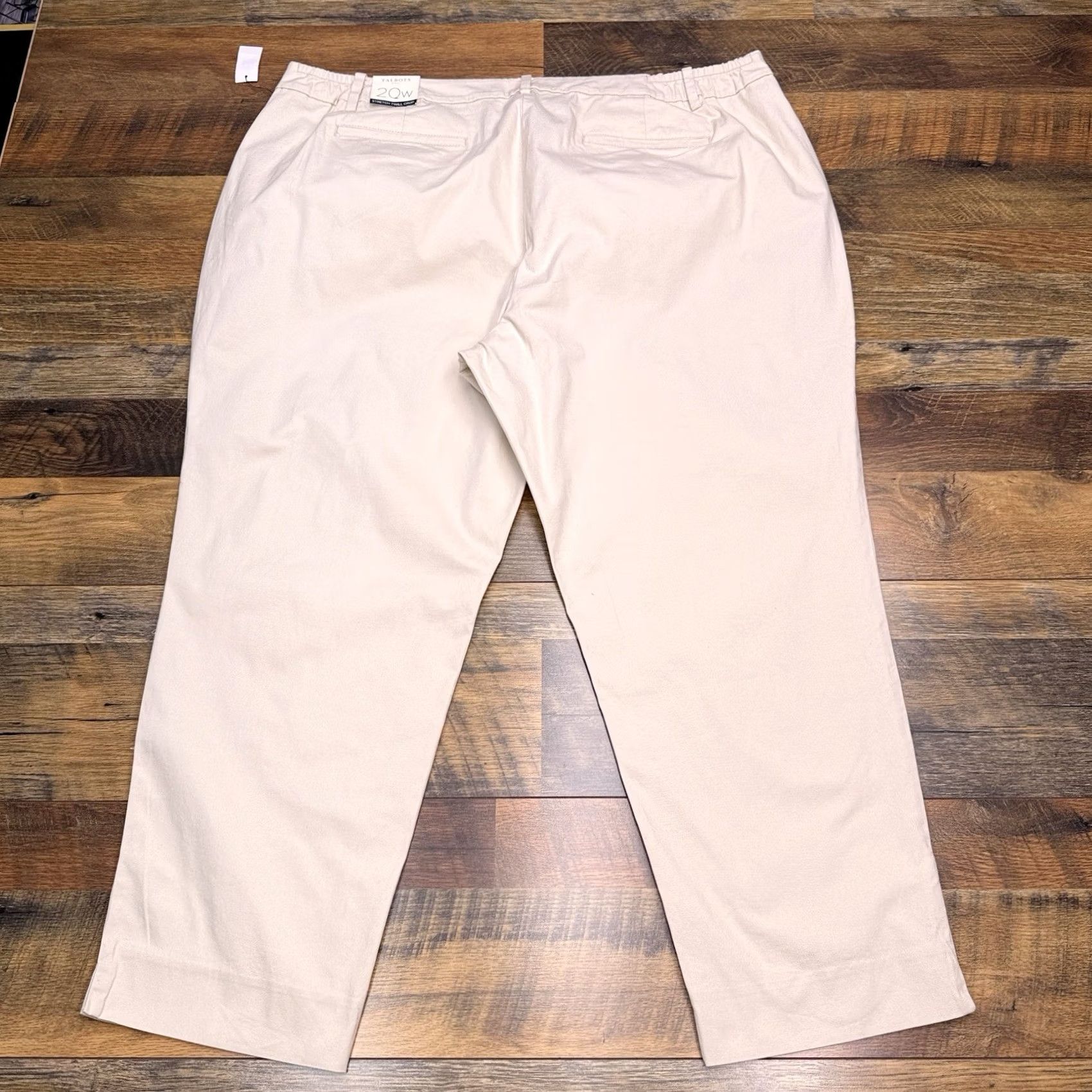 Talbots Talbots Cropped Pants Womens 20W Beige High Rise Stretch Twill Cotton Spandex Zip Button Tapered Regular Inseam 26.5 in Logo Size 42" / US 20 - 3 Thumbnail