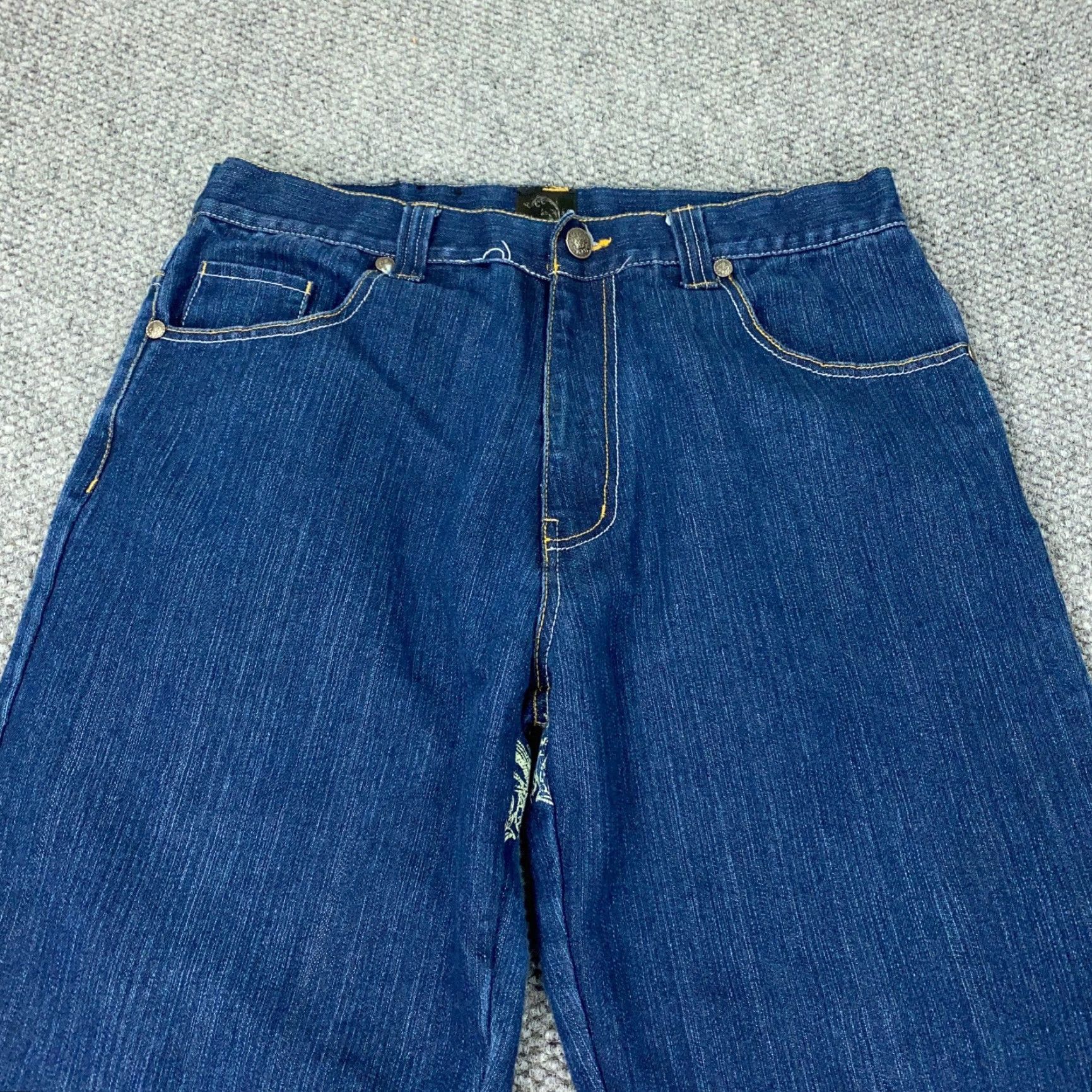 Vintage VINTAGE Raw Blue Jeans Mens 36x32 Blue Baggy Loose Angel Premium Y2K Skate Jeans Mens Regular Blue Distressed 90s Grunge Retro Shirt? Size US 32 / EU 48 - 2 Thumbnail