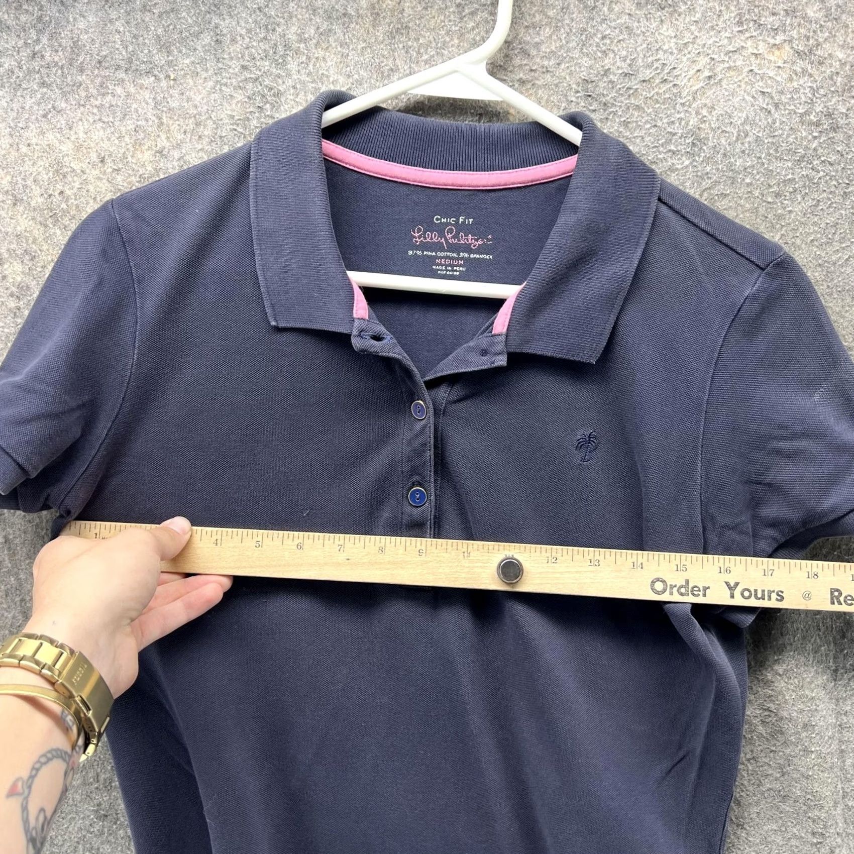 Lilly Pulitzer Lilly Pulitzer Polo Shirt Womens Medium Blue Chic Fit Pima Cotton Stretch Top Size M / US 6-8 / IT 42-44 - 5 Thumbnail