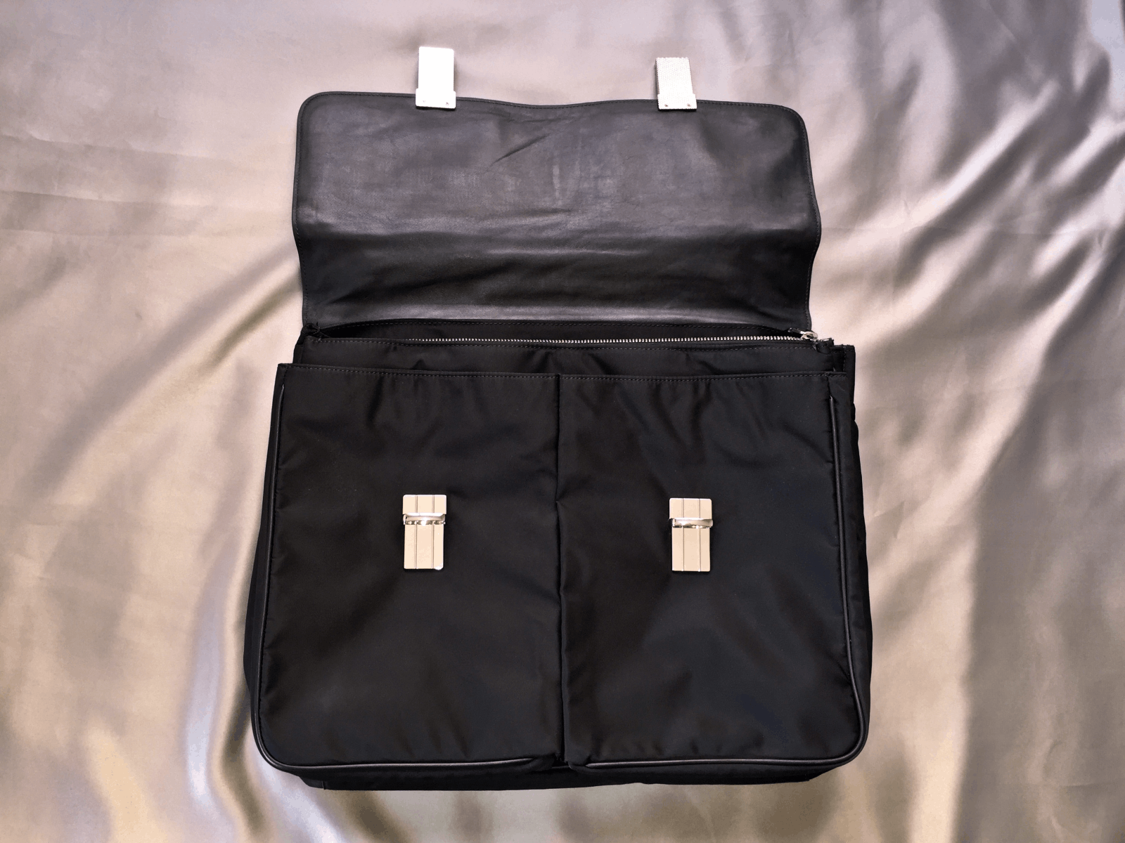 Prada PRADA BLACK NYLON FABRIC & BOVINE LEATHER BRIEFCASE Size ONE SIZE - 4 Thumbnail