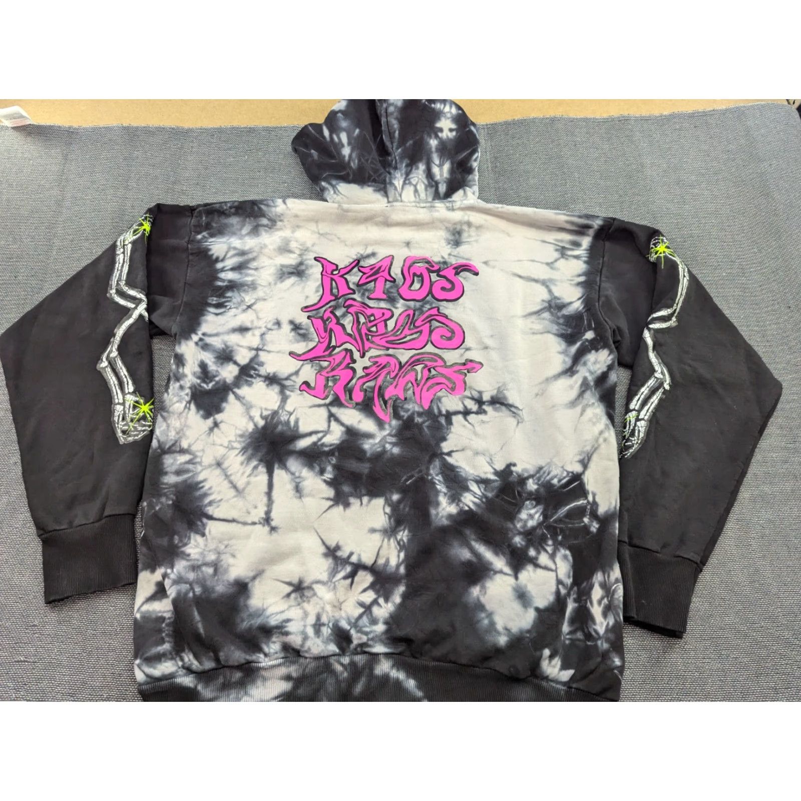 Diesel DIESEL Alby Y Mens Hoodie XL Tie-Die Skull Skeleton Black Gray Graphic Print Pullover Hooded Sweatshirt Mens XL Difficulty: 0 Size US XL / EU 56 / 4 - 2 Thumbnail