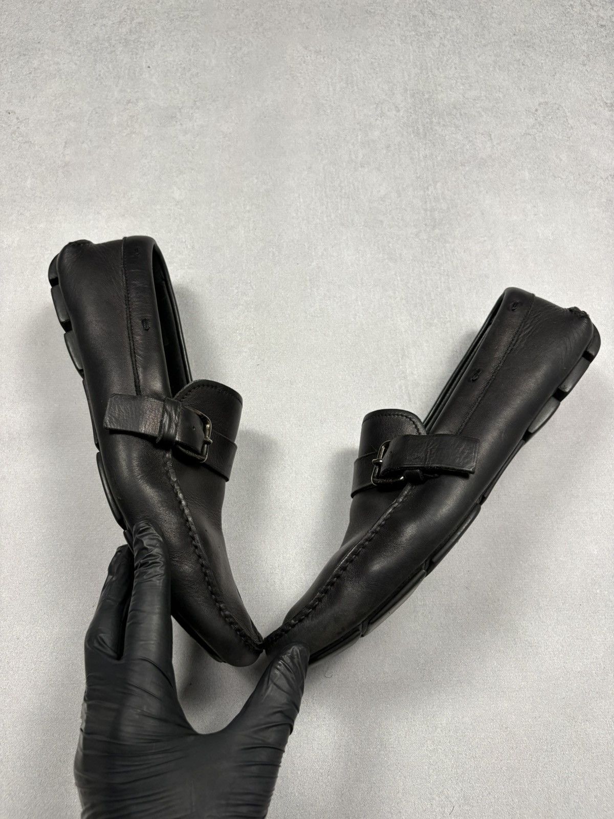 Prada Prada Leather Buckle Driving Loafers Black Size 10 Classic Size US 10 / EU 43 - 3 Thumbnail
