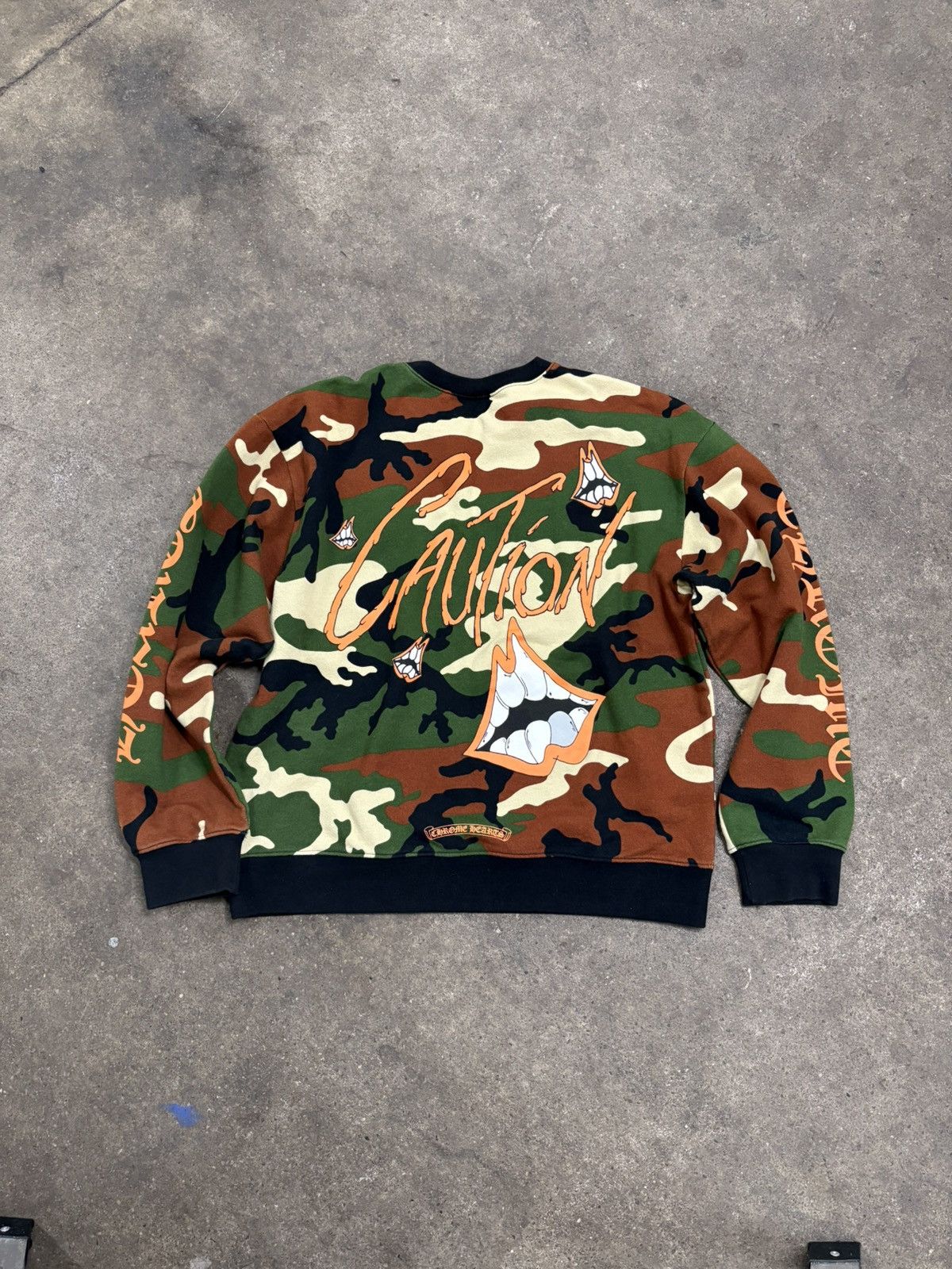Chrome Hearts CHROME HEARTS MATTY BOY CAUTION CAMO CREWNECK