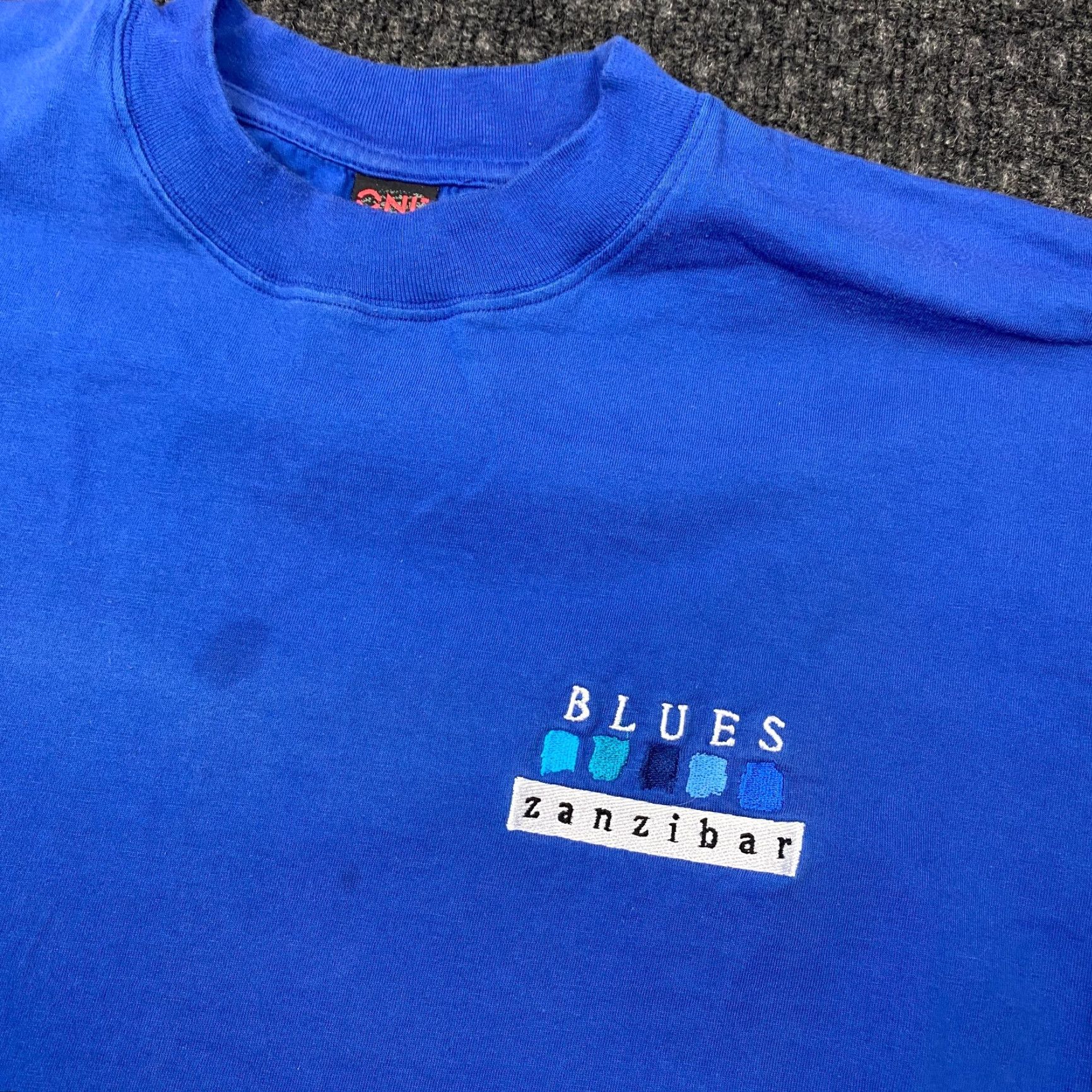 Vintage VINTAGE One Way Blues T Shirt Unisex Adults Heavyweight Short Sleeve Crew Neck Embroidered Blue Large N/A Size US L / EU 52-54 / 3 - 2 Thumbnail
