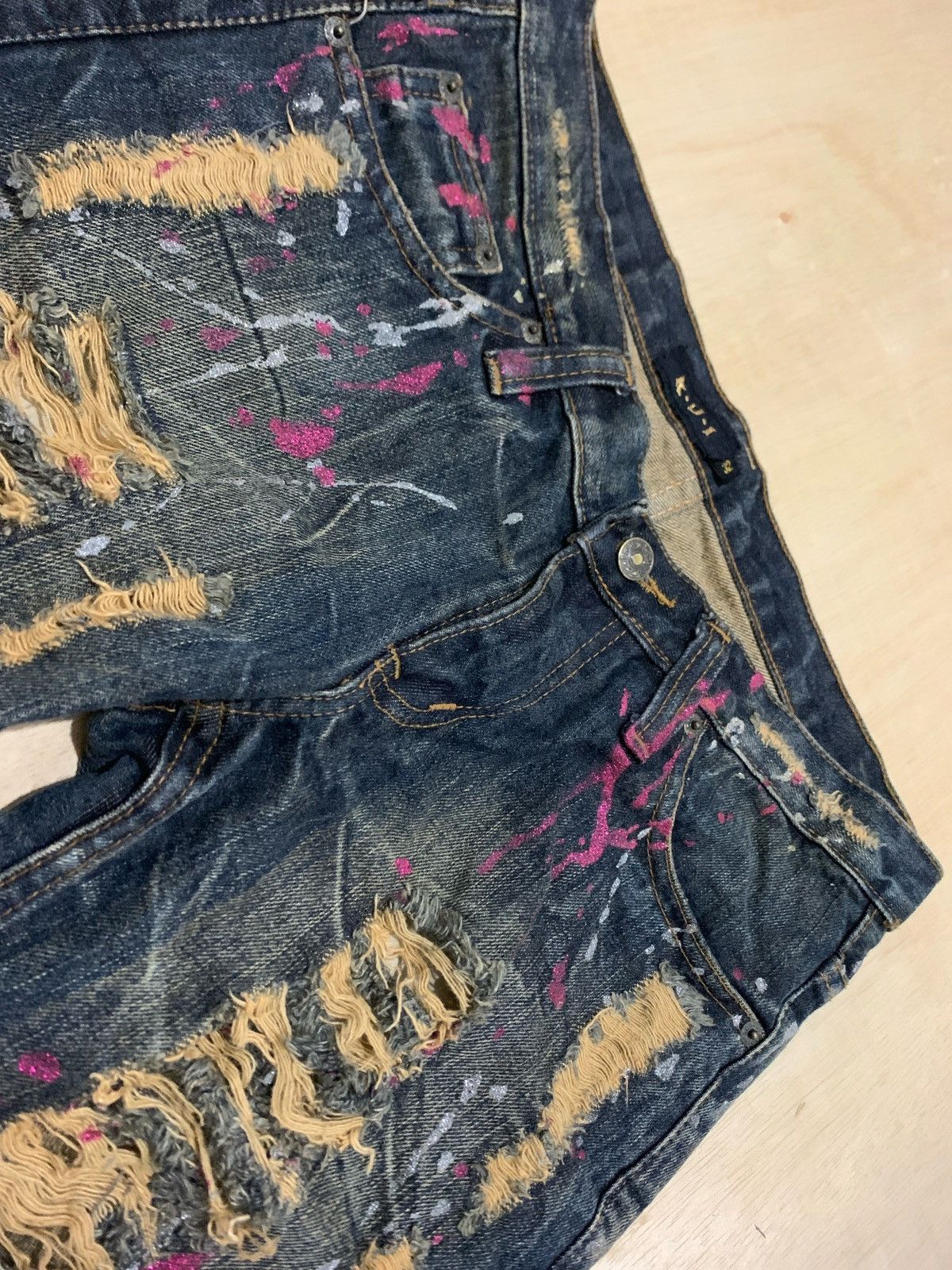 20471120 Distressed Denim kui Painter Ifsixwasnine Style Jeans Size US 33 - 6 Thumbnail