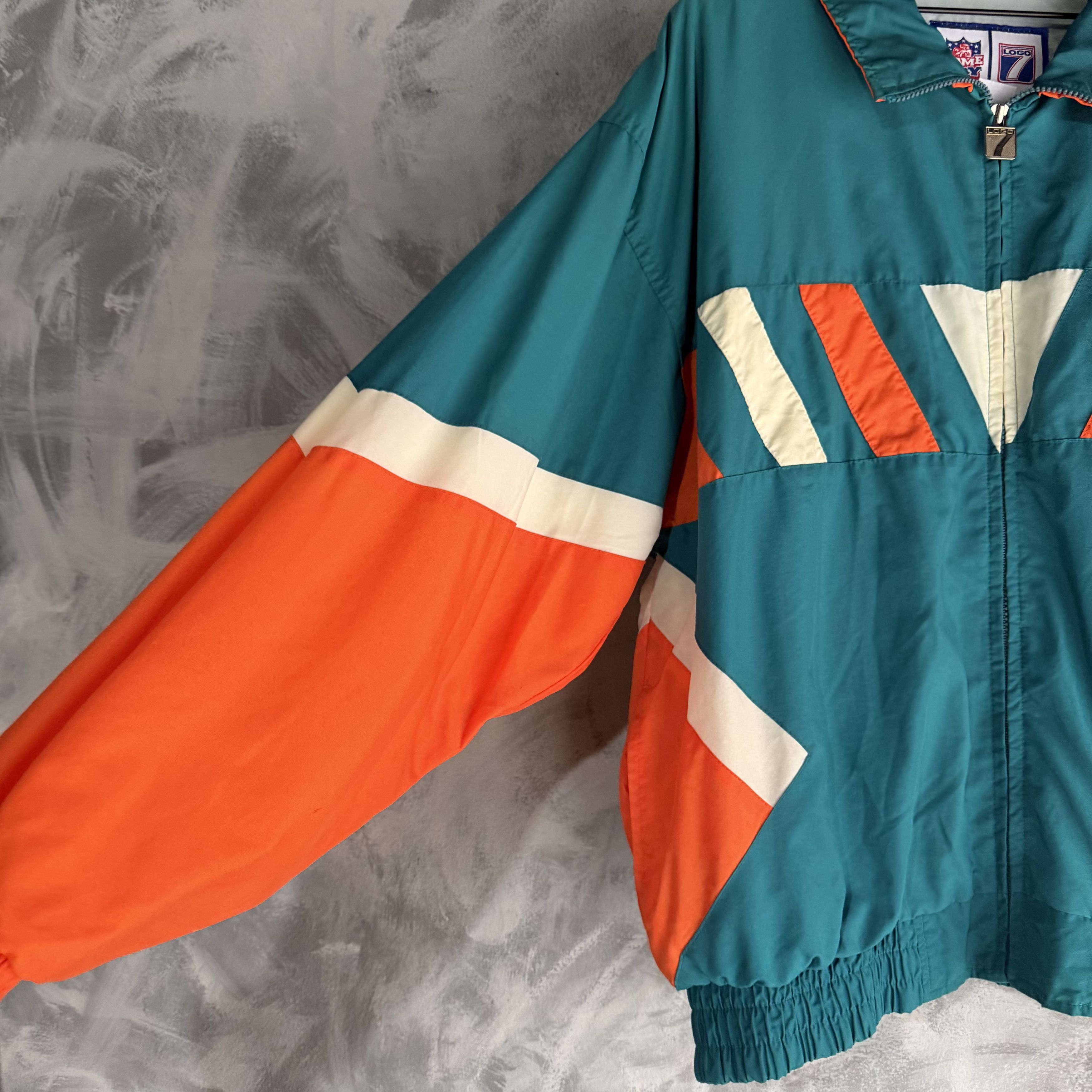 Logo 7 Vtg Miami Dolphins Windbreaker Jacket Logo 7 Mens Large Size US L / EU 52-54 / 3 - 4 Thumbnail