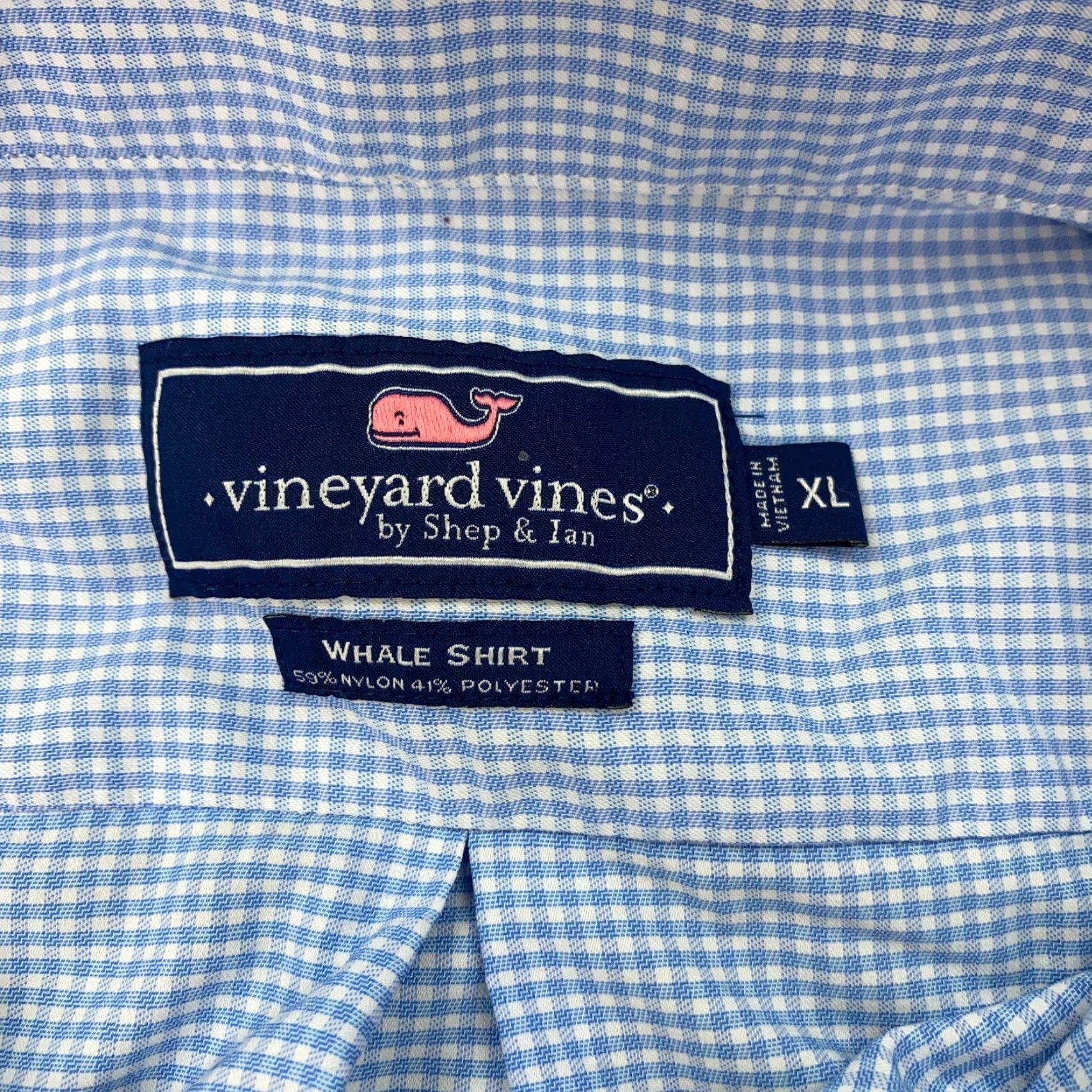 Vineyard Vines VINEYARD VINES Whale Shirt Mens XL Blue Check Long Sleeve Embroidered Button-Up Size US XL / EU 56 / 4 - 4 Thumbnail