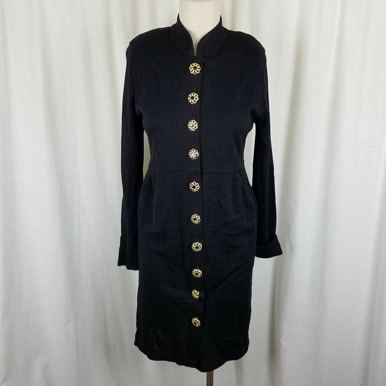 Vintage Vtg Santana Double Knit Sweater Coat Dress S M Gold Buttons Size M / US 6-8 / IT 42-44 - 1 Thumbnail