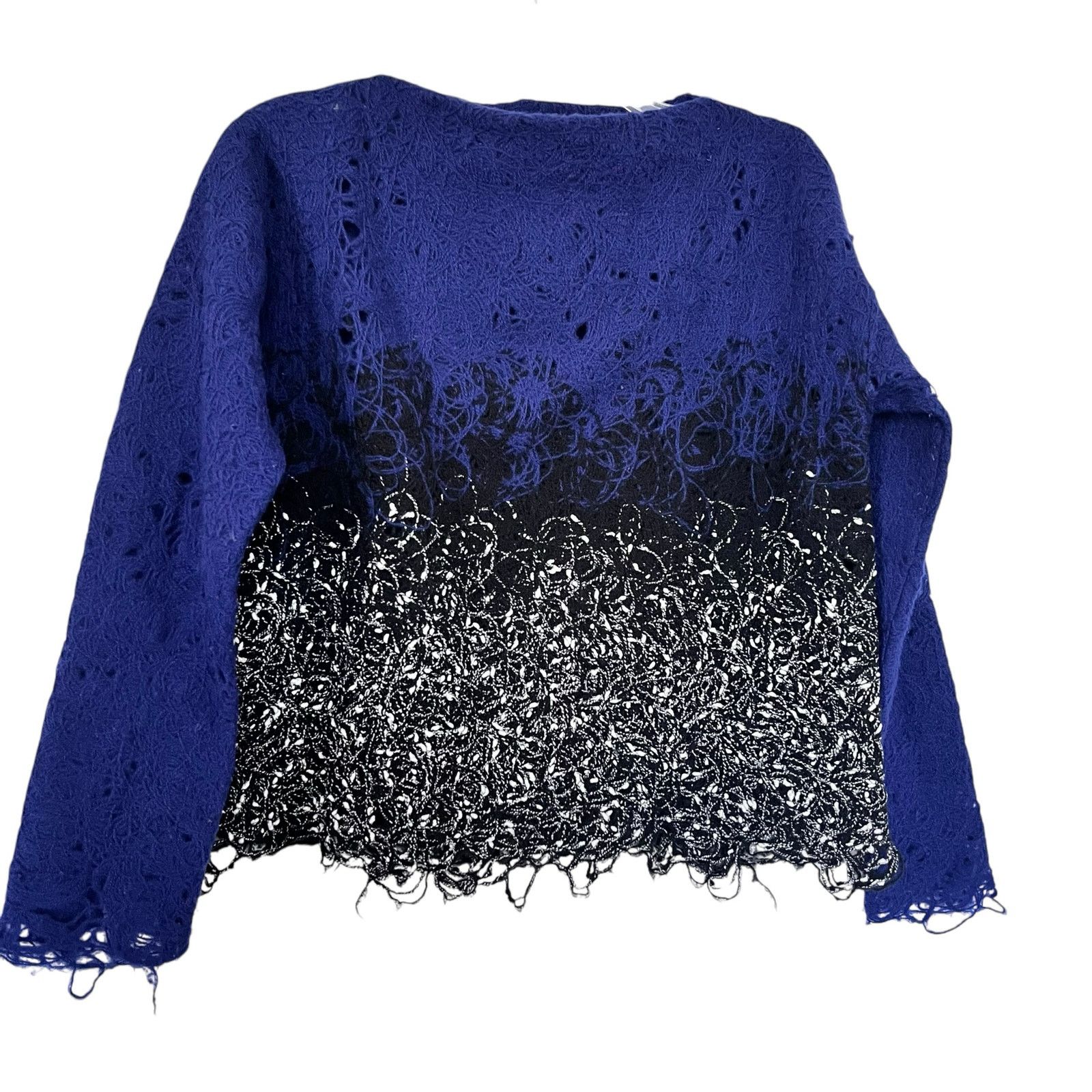 Other PierAntonio Gaspari Blue Black Ombre Embroidered Wool Top Size M / US 6-8 / IT 42-44 - 1 Thumbnail