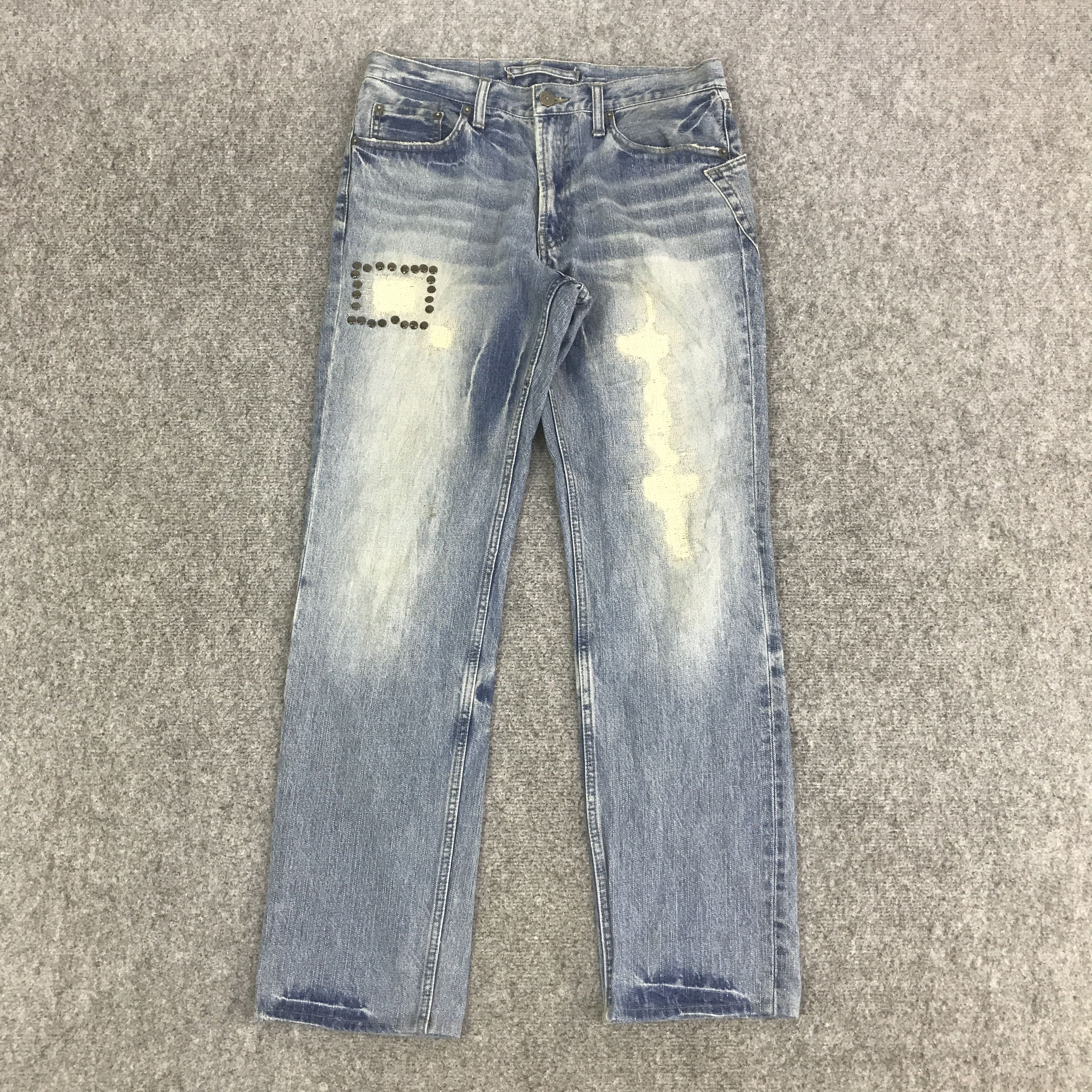 PPFM PPFM JAPAN RIPPE DISTRESSED DENIM PANTS K130B17 Size US 32 / EU 48 - 1 Thumbnail