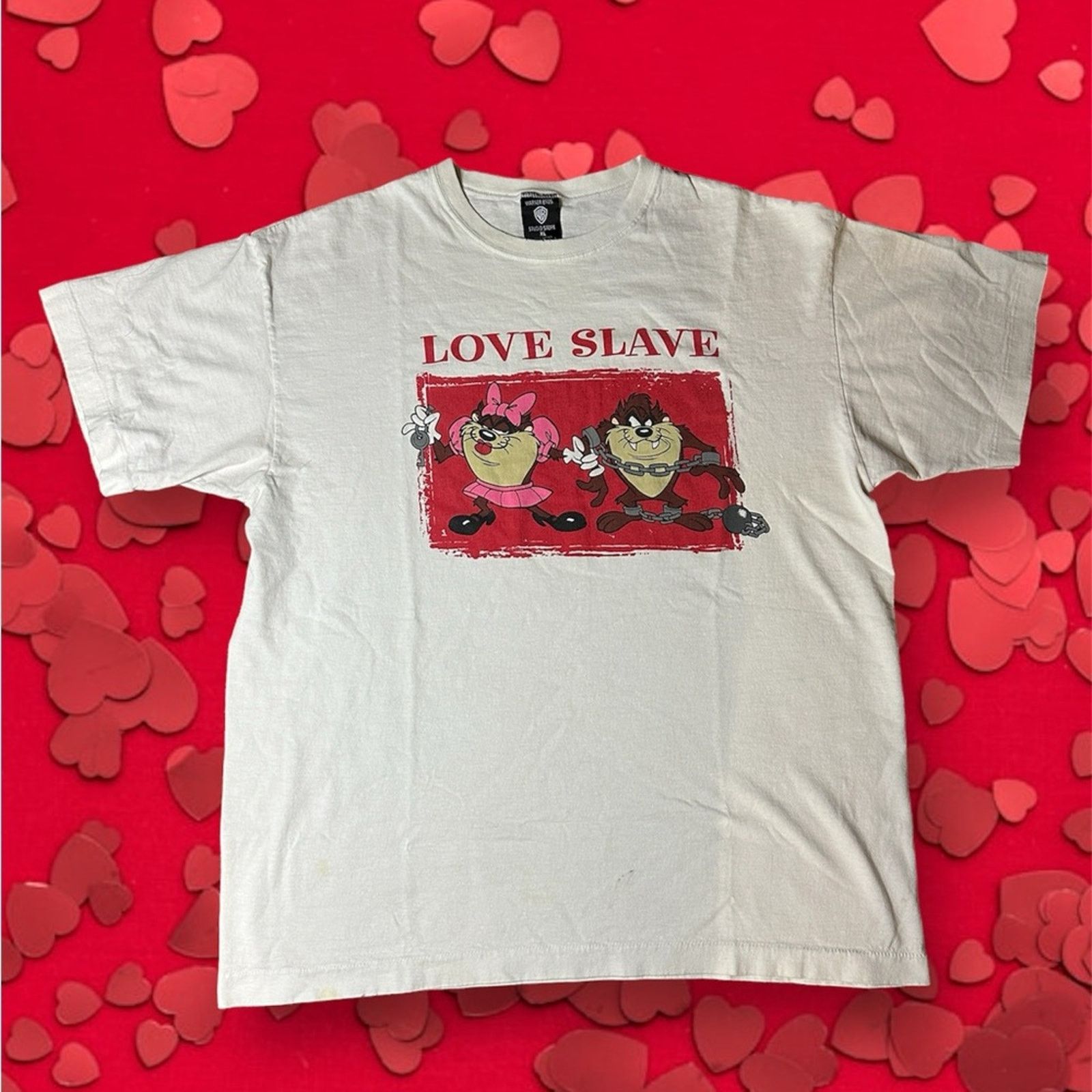 Warner Bros Vintage 90s Tasmanian Devil Love Slave Tee Shirt XL Size US XL / EU 56 / 4 - 1 Thumbnail