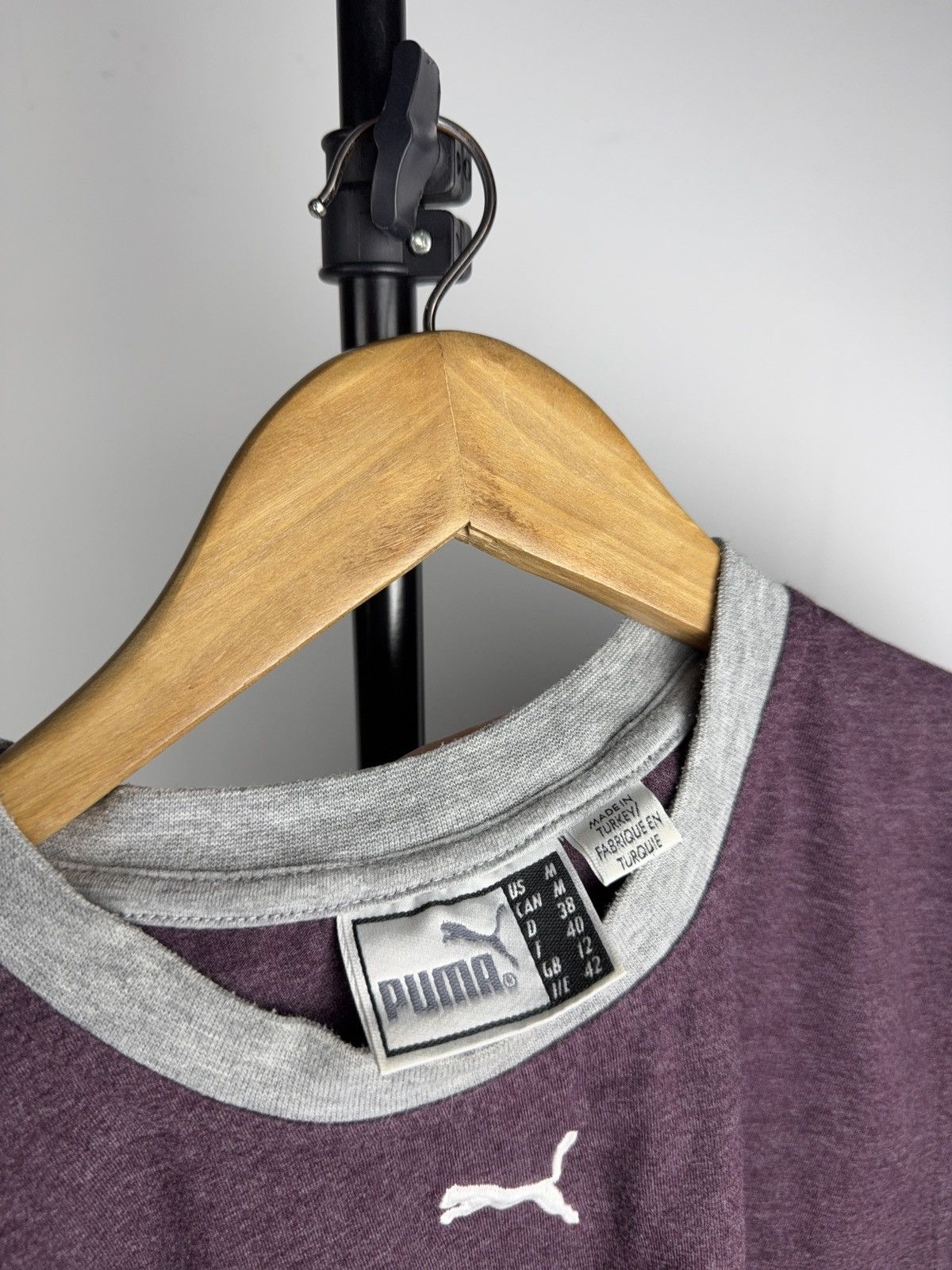 Puma Vintage 90s Puma Minimal Logo Tee Heather Purple Sportwear Size M / US 6-8 / IT 42-44 - 4 Thumbnail