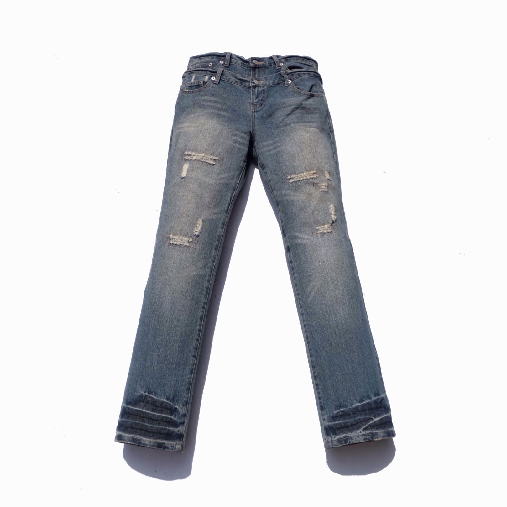 image of Le Grande Bleu L G B x Ppfm Zero Sayl Double Waist Jeans ( Simmillar To Ppfm ) in Washed Blue (Size