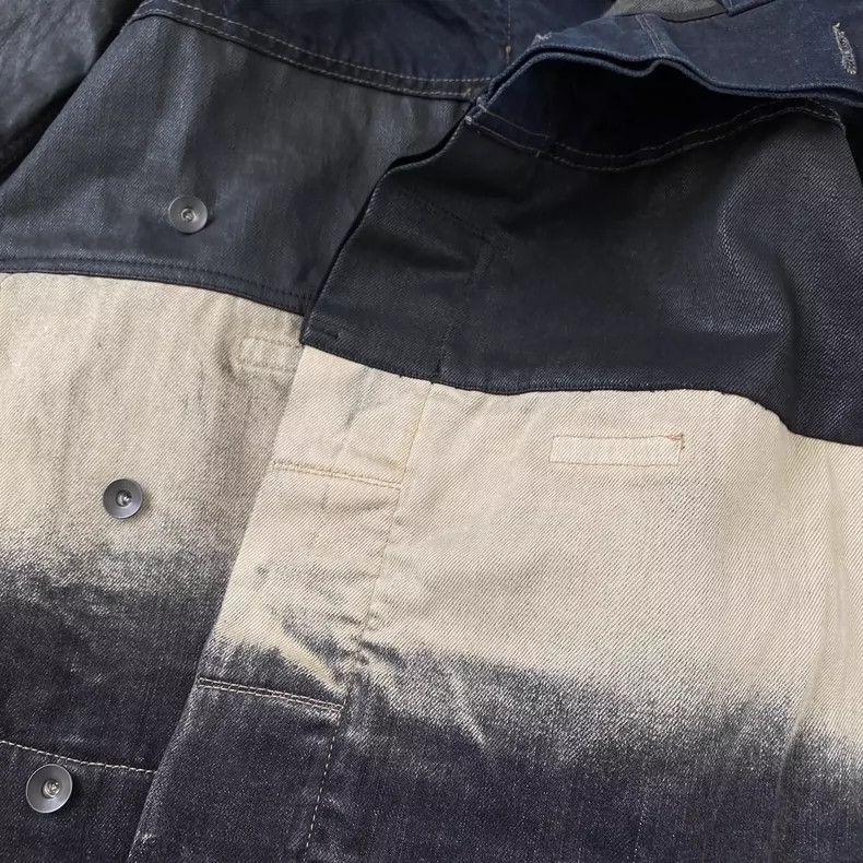 Rick Owens Rick owens Denim paneled waxed lapel cropped jacket Size US S / EU 44-46 / 1 - 5 Thumbnail
