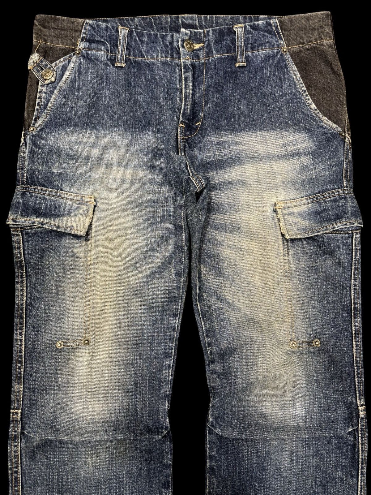 Japanese Brand PPFM Japan Custom Performance Two Tones Cargo Biker Denim Size US 33 - 10 Thumbnail