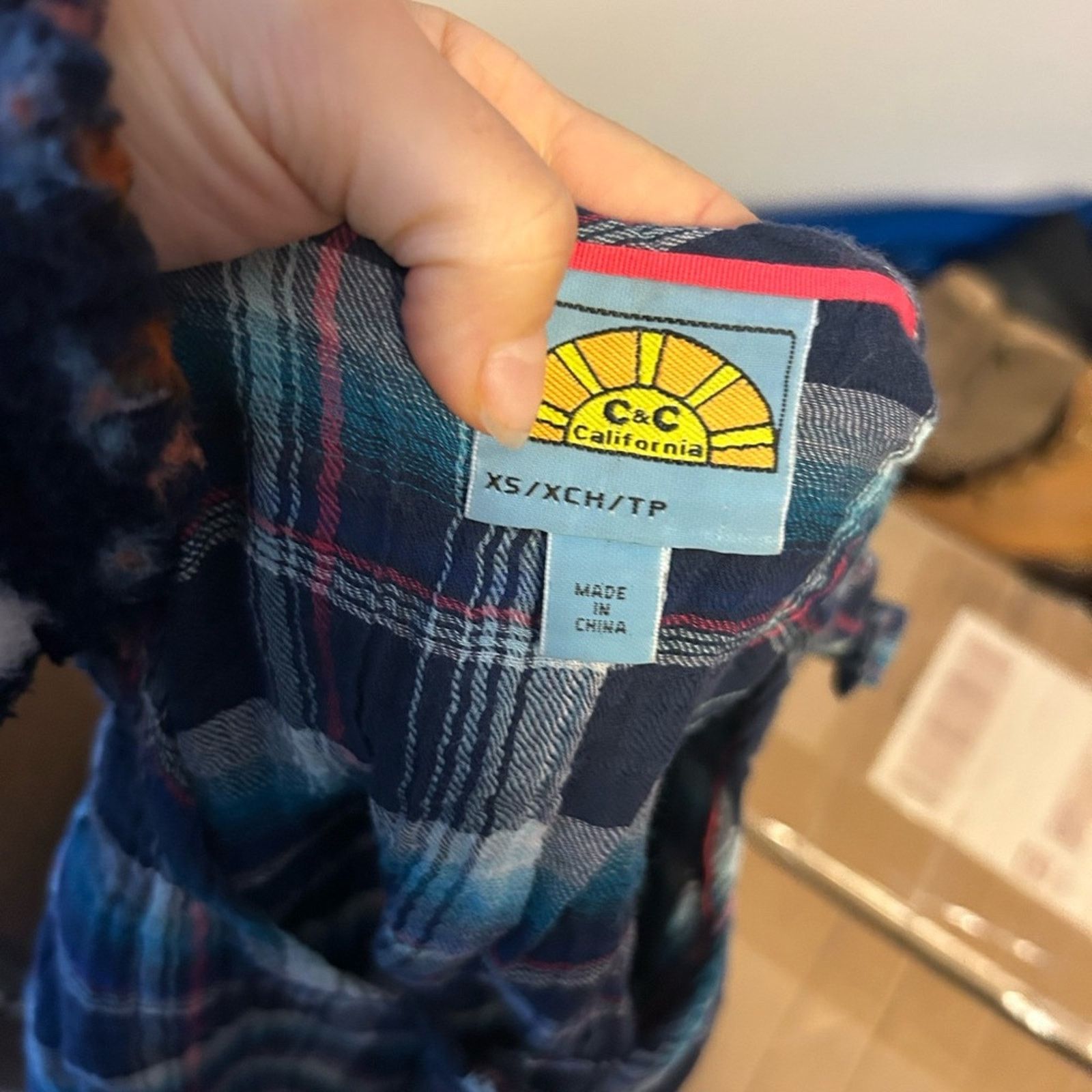 Other C&C California Blue Plaid Gauze Cotton Popover Top Size XS / US 0-2 / IT 36-38 - 4 Thumbnail
