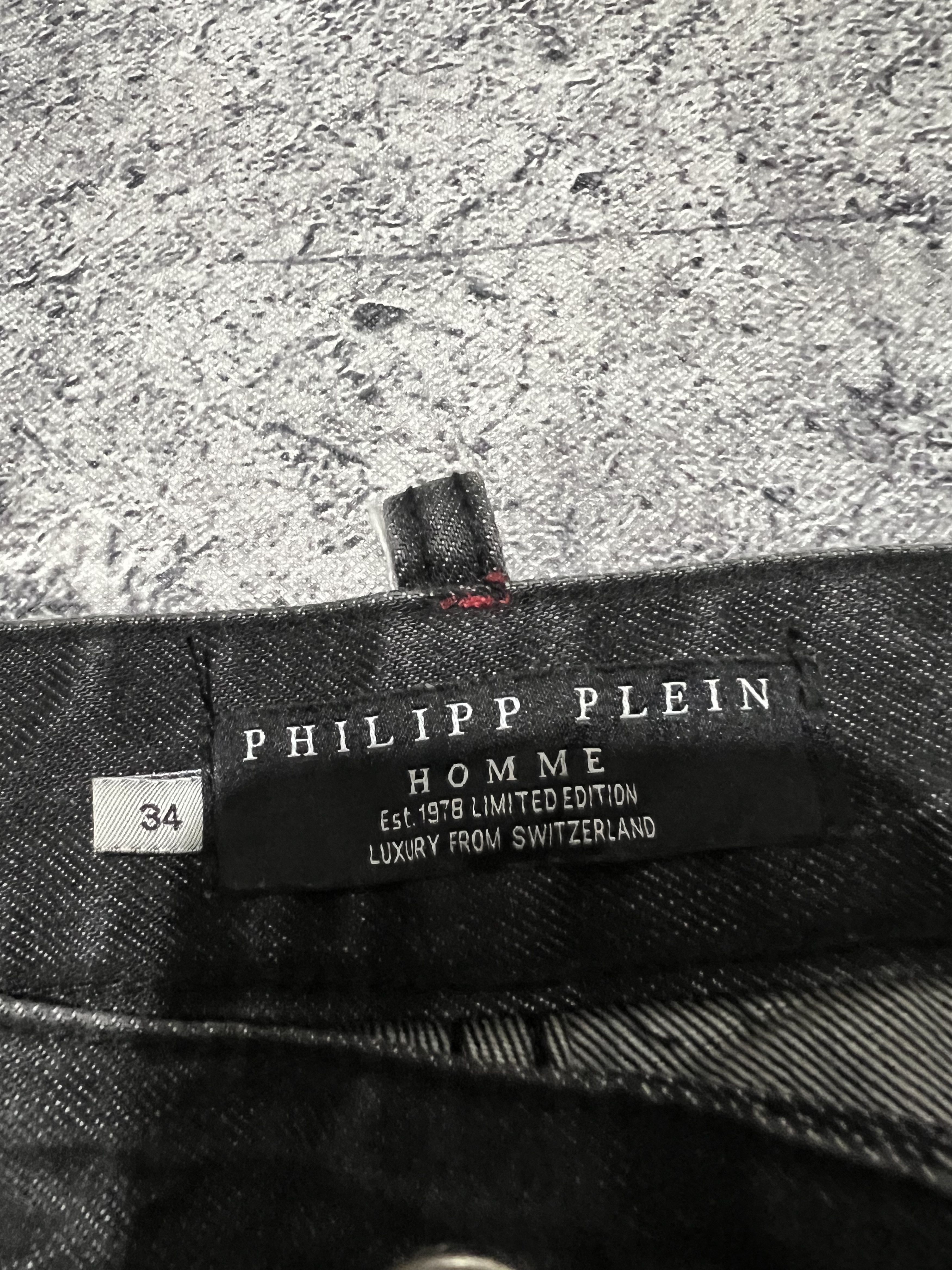 If Six Was Nine × Le Grande Bleu (L.G.B.) 2000s Philipp Plein Studded Skull Poem Wash Jeans y2k style Size US 34 / EU 50 - 10 Thumbnail