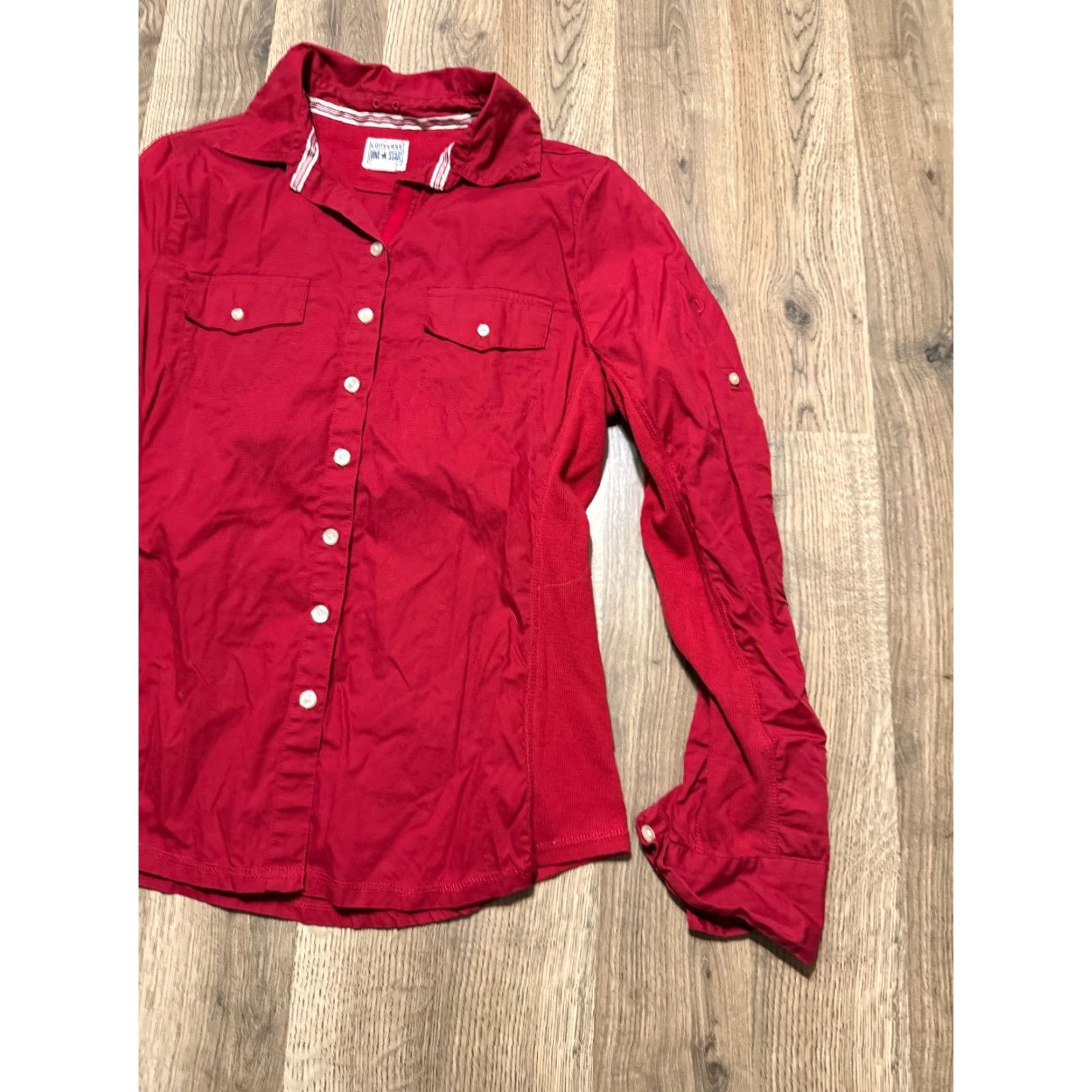 Converse Converse One Star Shirt Women S Red Long Sleeve Button Up Shirt College Casual Modern Stars Pocketed Size S / US 4 / IT 40 - 4 Thumbnail