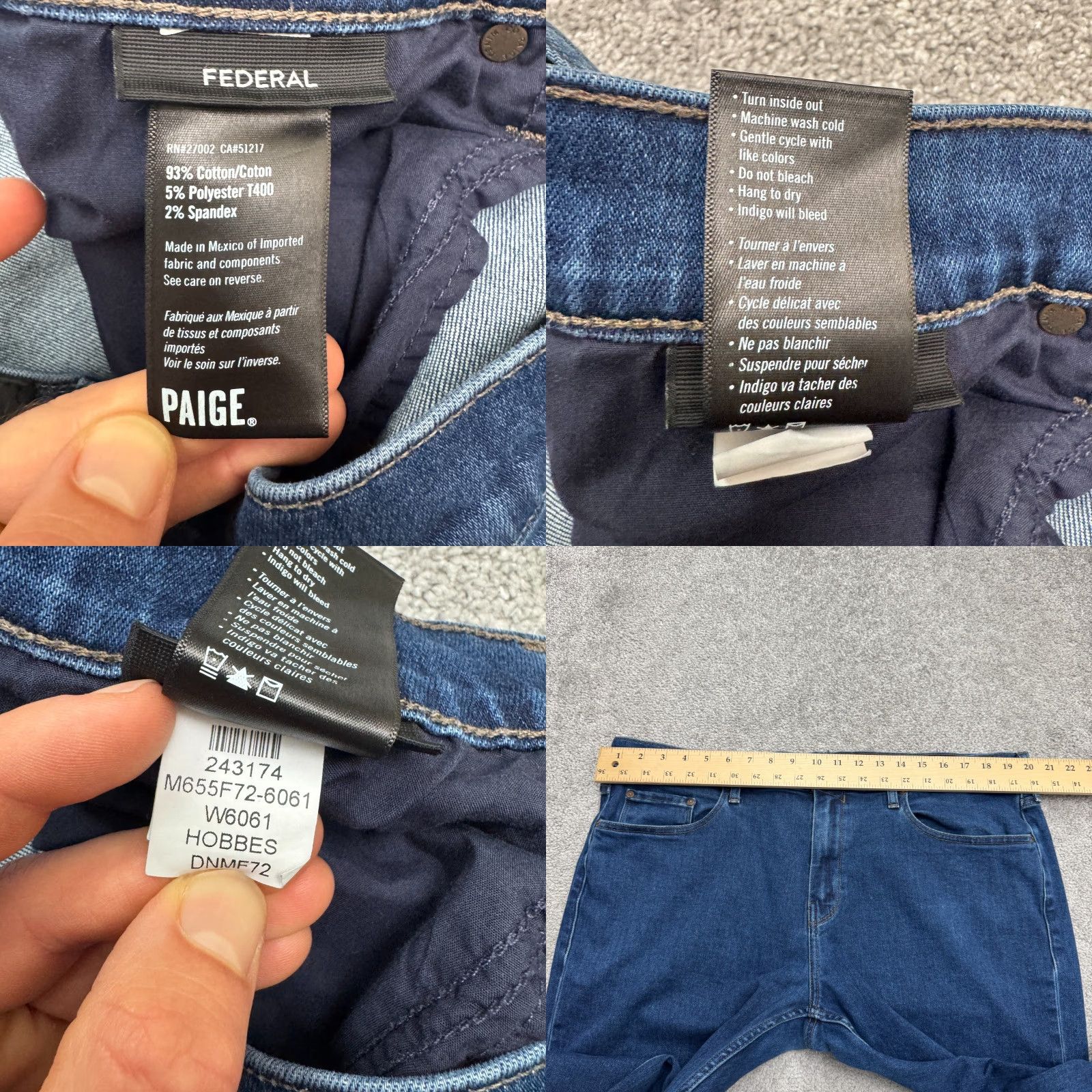 Paige Paige Federal Jeans Straight Leg Denim Womens 38 Blue Cotton Blend Casual Vintage No Size 26" / US 2 / IT 38 - 8 Thumbnail
