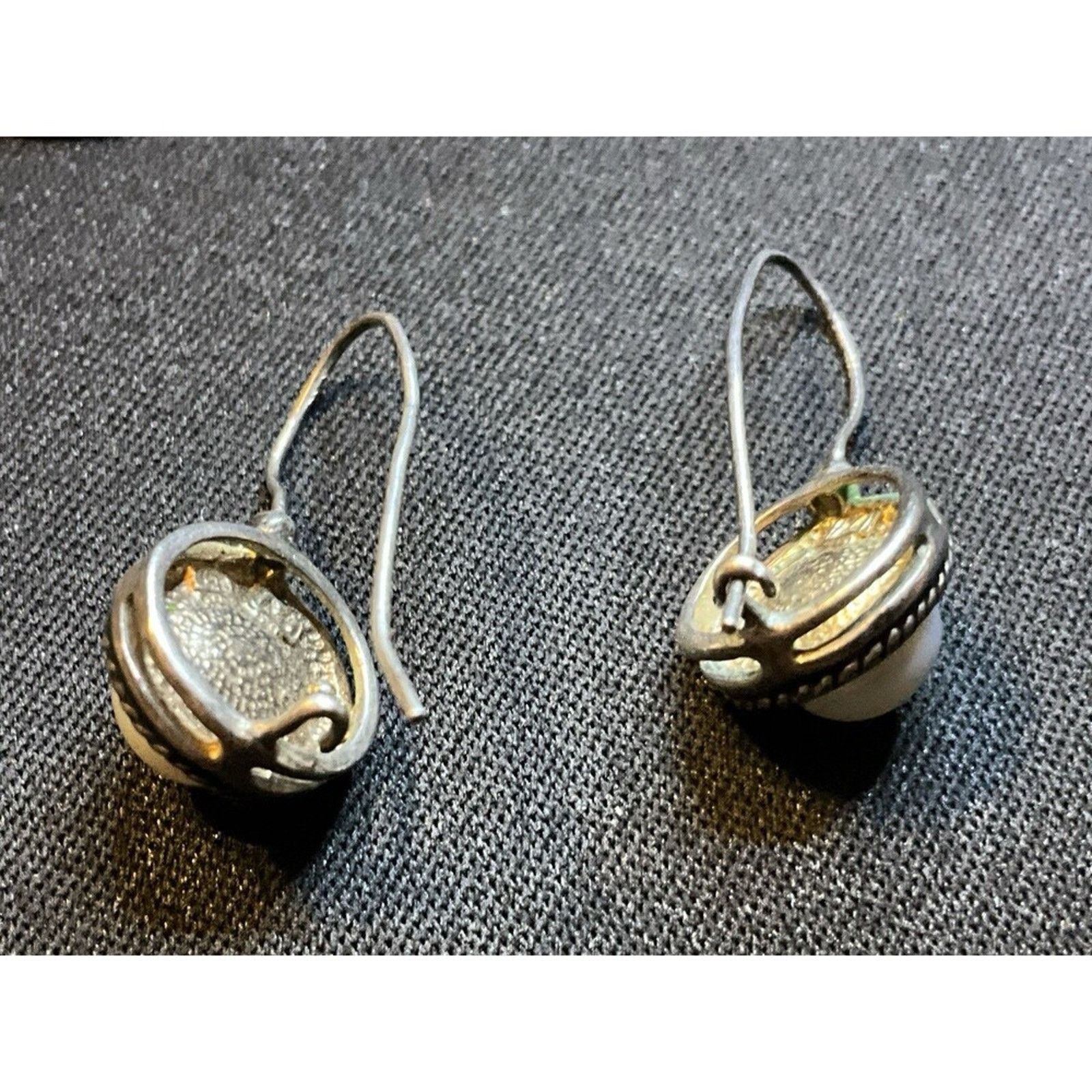Other 925 Silver Vintage Pearl Button C Clasp Earrings Size ONE SIZE - 3 Thumbnail