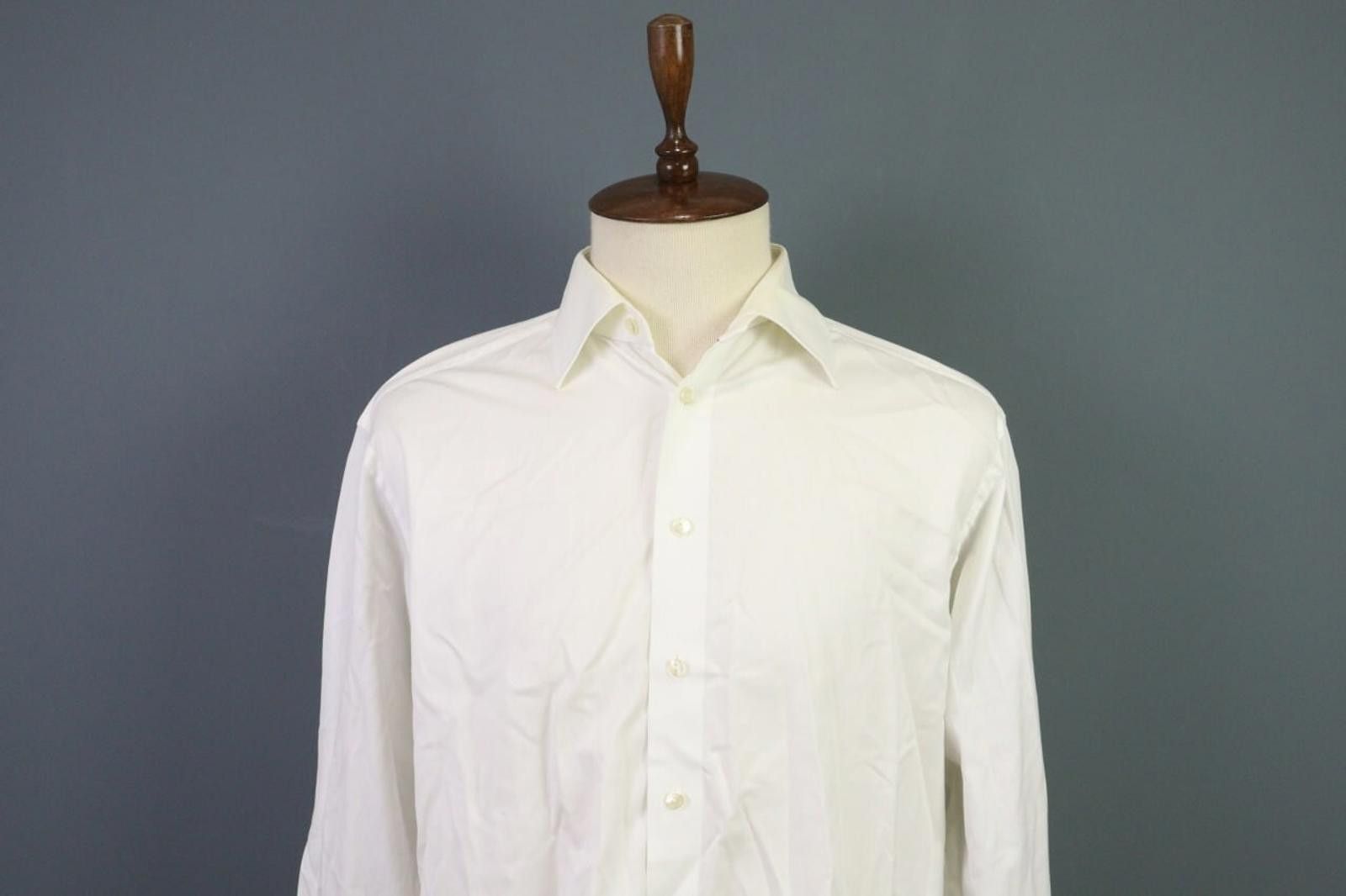 Eton Eton White Cotton Collared Down Dress Shirt Size 43 Size 38R - 2 Thumbnail