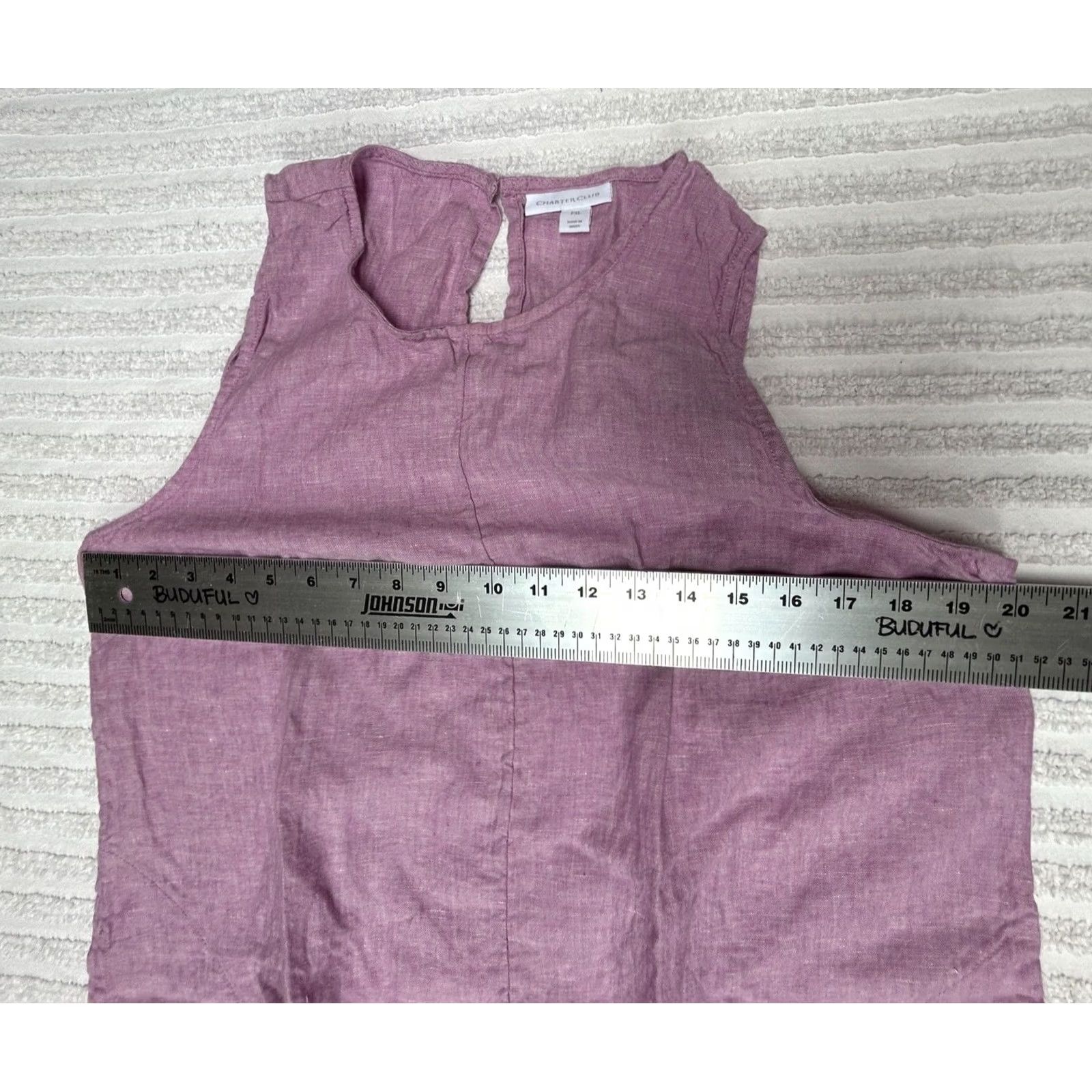 Charter Club Charter Club Women Shift Dress Sleeveless Linen Round Neck PXL Light Purple Size XL / US 12-14 / IT 48-50 - 7 Thumbnail