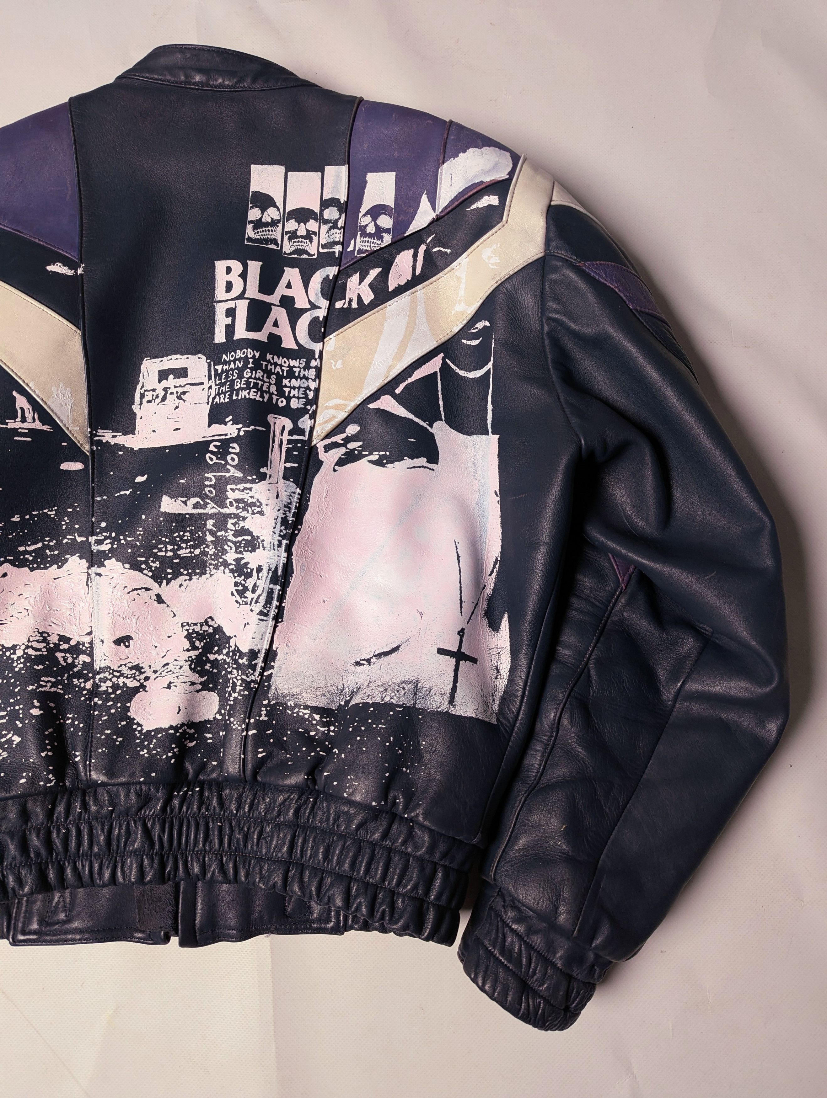 Leather 90s IXS Flame Details Handprinted Leather Bomber Jacket Size US M / EU 48-50 / 2 - 5 Thumbnail
