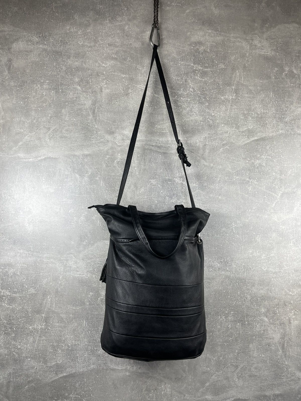 Vintage WVBelt Genuine Leather Large Tote Shoulder Bag Black Size ONE SIZE - 7 Thumbnail