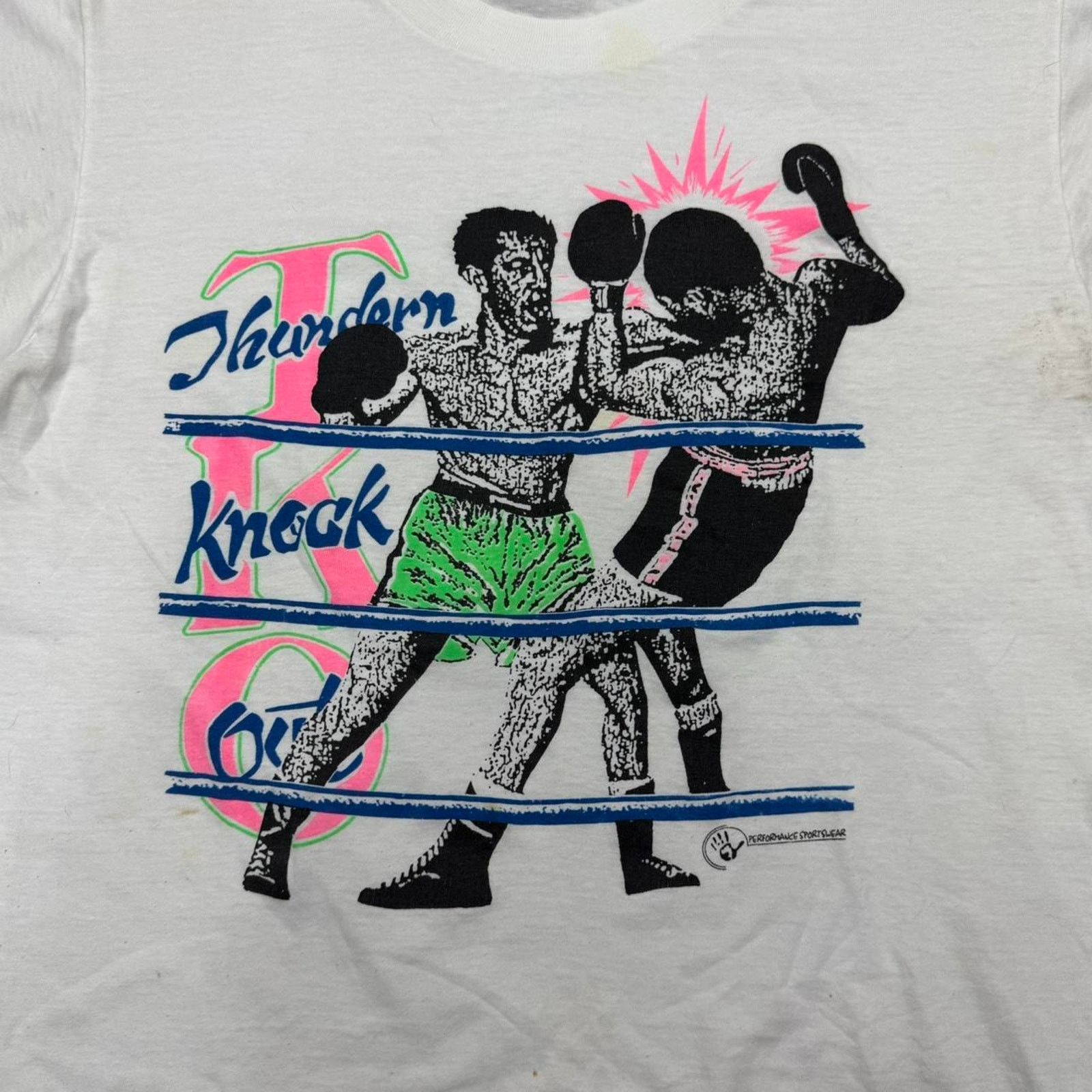 Hanes × Vintage VINTAGE 80S SINGLE STITCH BOXING TKO THUNDERN KNOCK OUT TEE: Size US XL / EU 56 / 4 - 2 Thumbnail