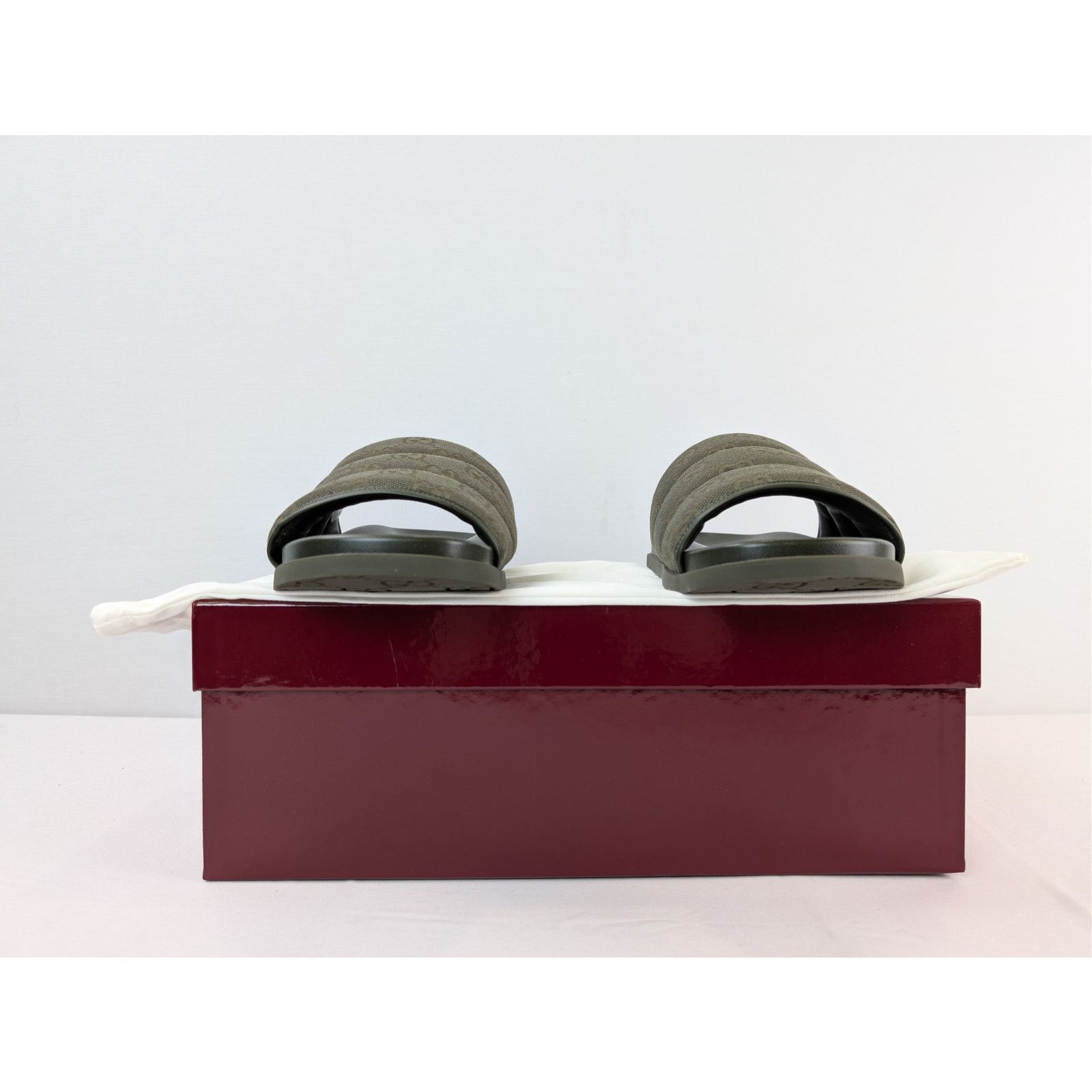 Gucci o1rshd1 Men's Padded mules with GG pattern Slippers in Olive Size US 9.5 / EU 42-43 - 14 Thumbnail