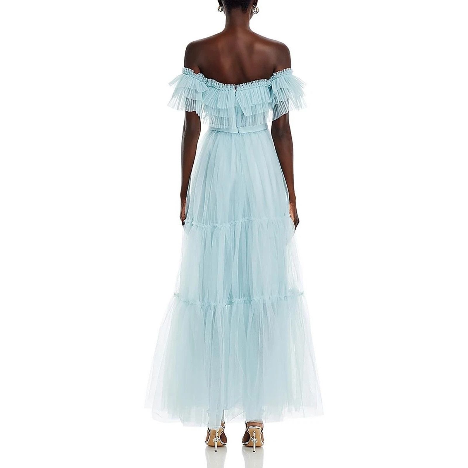 Bcbgmaxazria BCBGMAXAZRIA Womens Blue Tiered Off-The-Shoulder Dress, 2 Size XS / US 0-2 / IT 36-38 - 2 Thumbnail