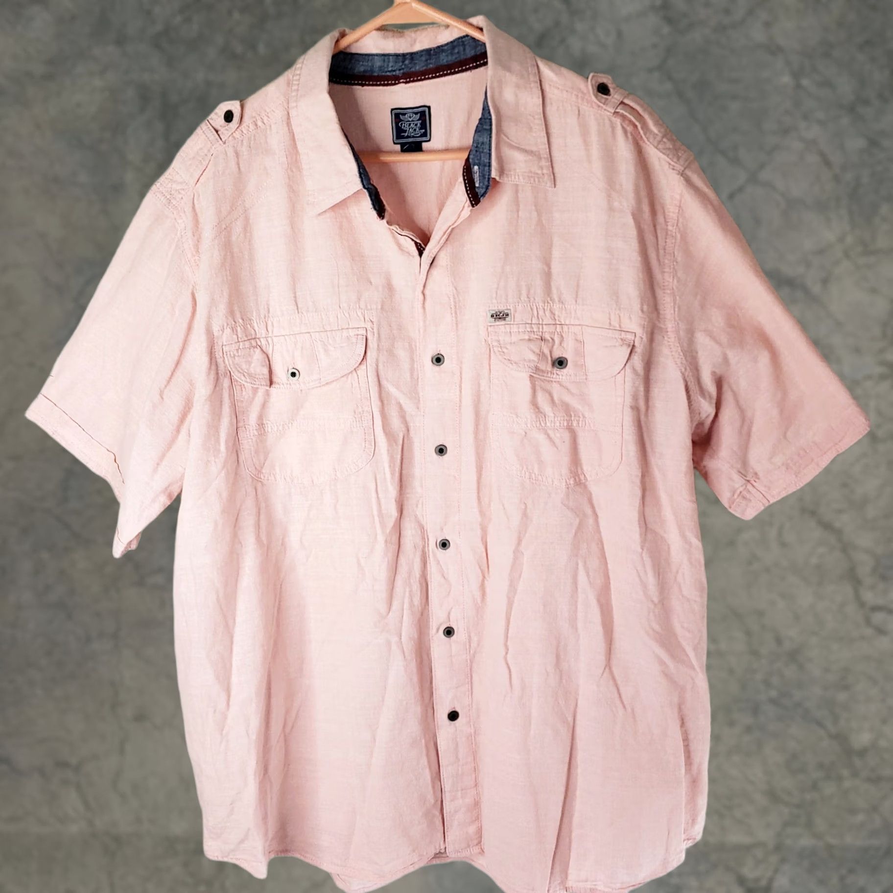 Pinko Black Jack Button Down Shirt 4XL Coral Pink Short Sleeve Pockets Men Size US XXL / EU 58 / 5 - 1 Thumbnail