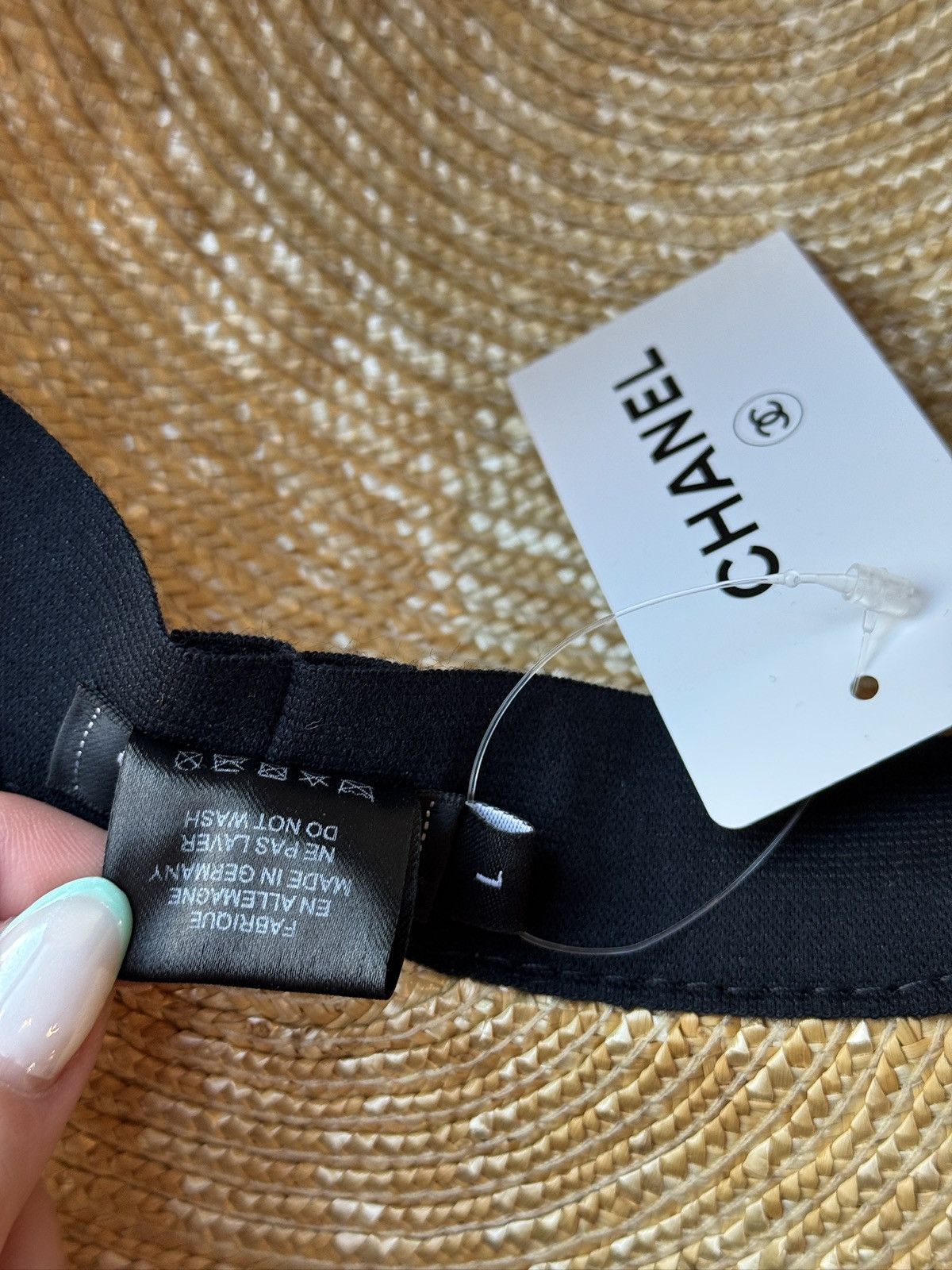 Chanel Chanel 19S Runway CHA-NEL Straw Leather Double Visor Hat Size ONE SIZE - 6 Thumbnail