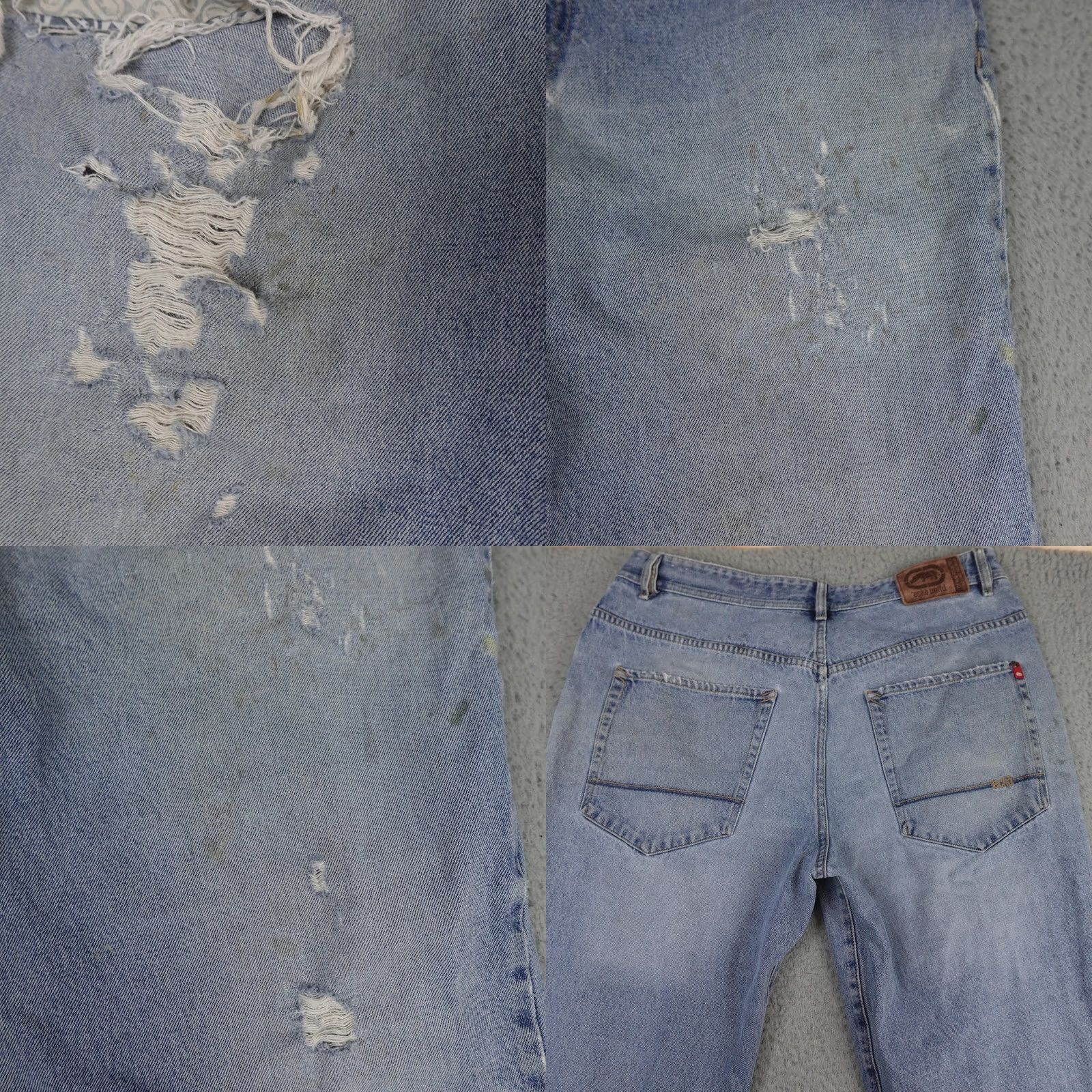Ecko Unltd. Ecko Unltd. Jeans Mens 38 Blue Rhino-Cut Distressed Thrashed 5-Pocket Denim Y2K Vintage Hip Hop Logo 90s Jeans Mens Size US 38 / EU 54 - 8 Thumbnail