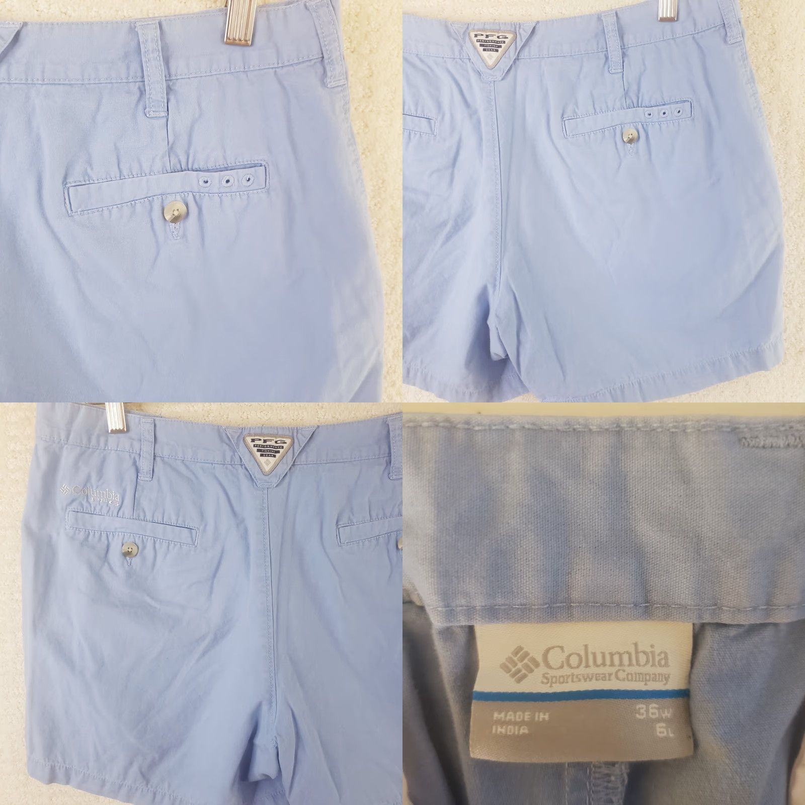Vintage Columbia PFG Shorts Mens 36x6" Chino Flat Front Blue SC Logo Cotton Zig Zip Pocket Logo, Moisture Wicking, Machine Washable, Regular Fit - Vintage: No Size US 36 / EU 52 - 9 Thumbnail