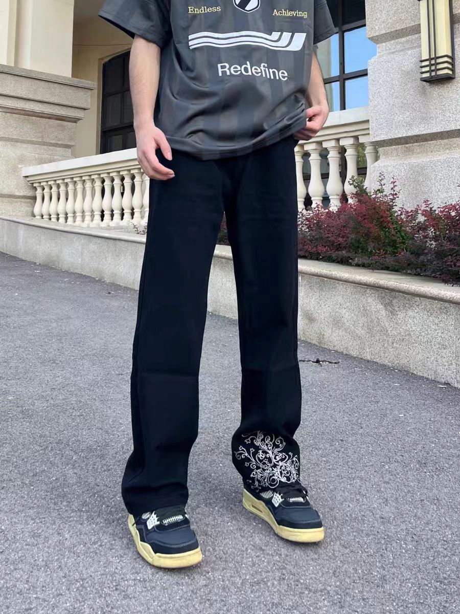 Japanese Brand × Vintage Street Vintage Washed Loose Embroidered Jeans Size 32 Size US 32 / EU 48 - 2 Thumbnail